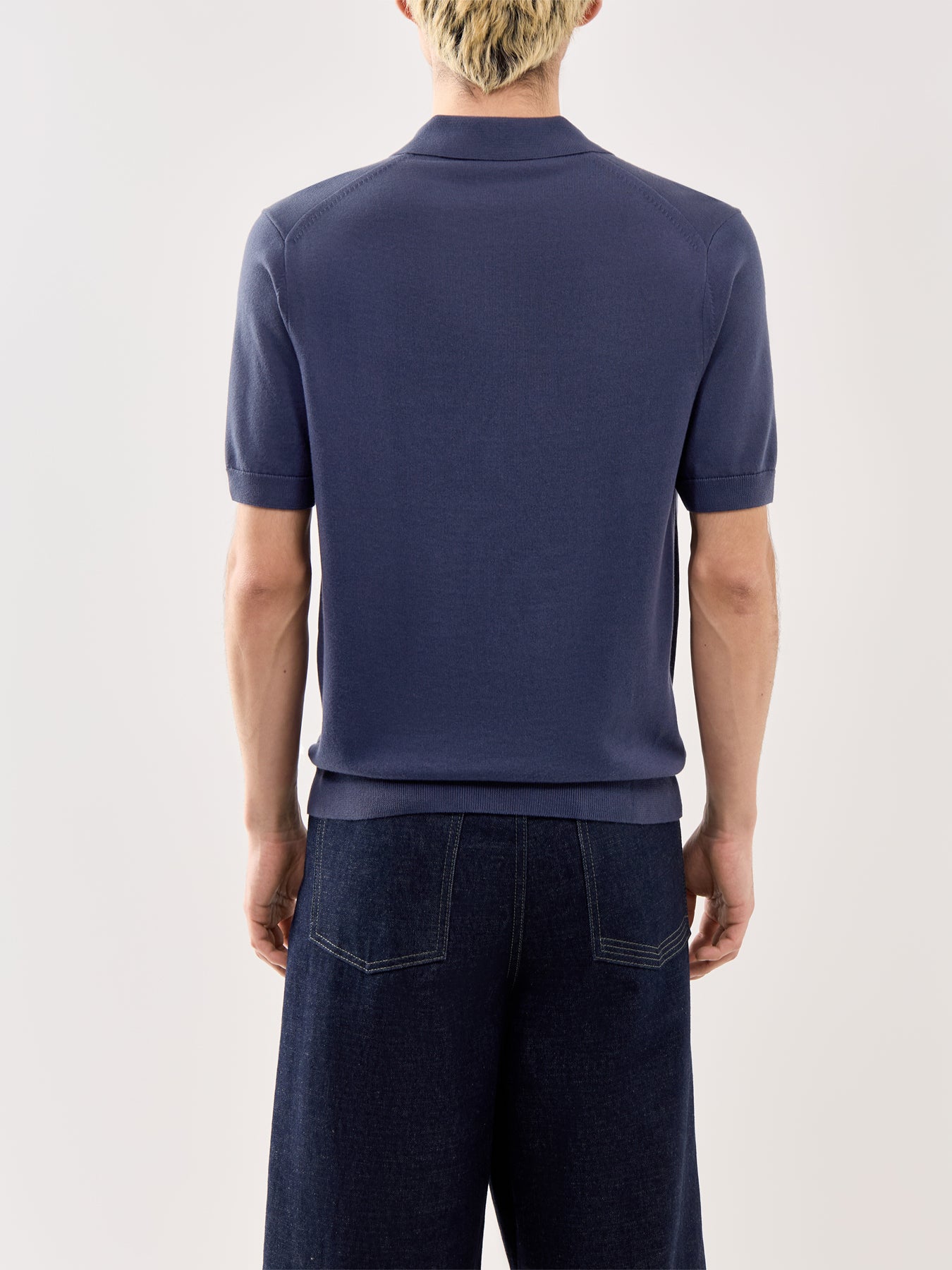 Cotton Knitted Polo Dark Navy