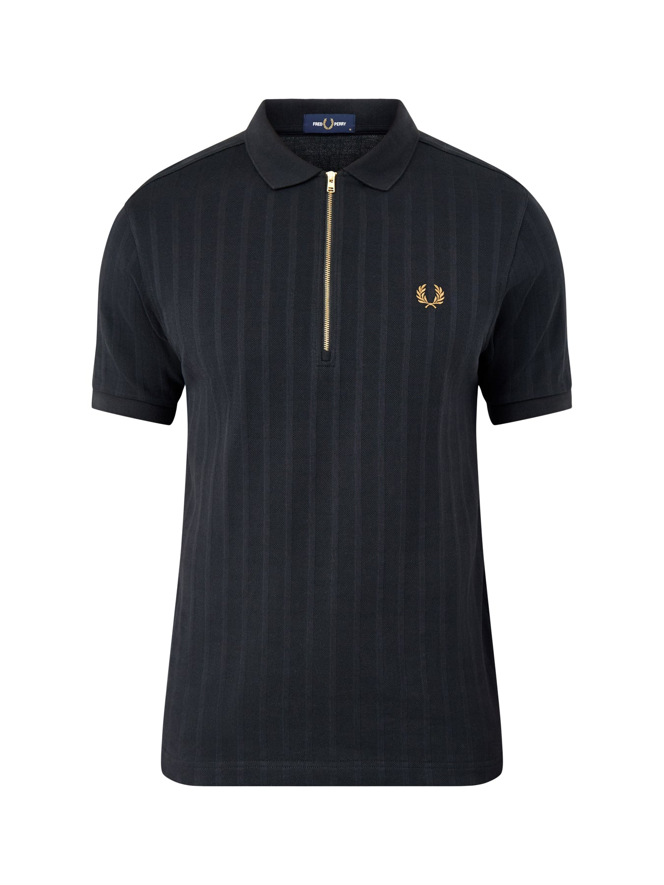 Striped Zip Polo Shirt Black