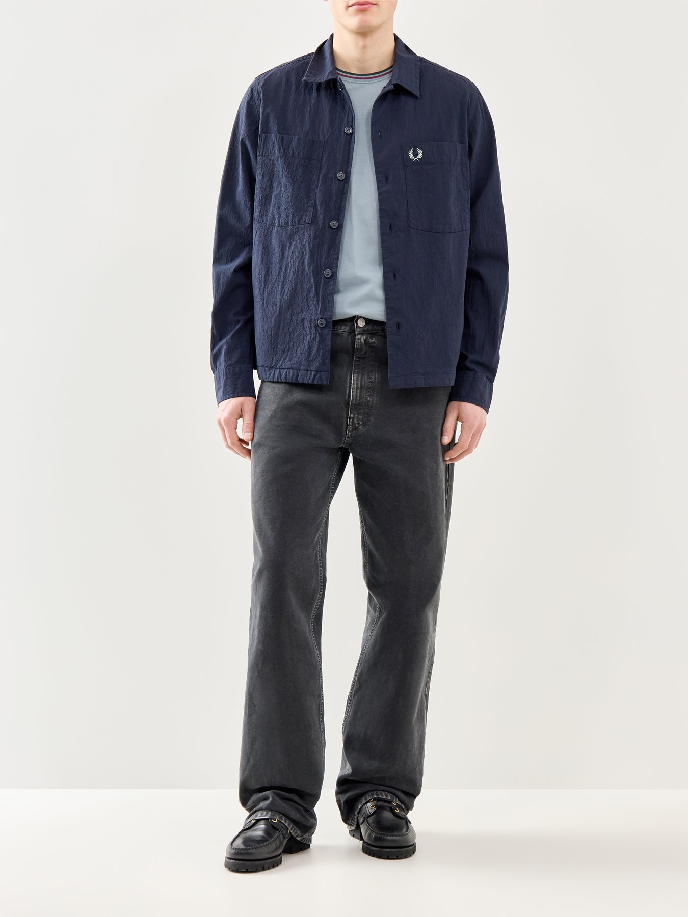 Seersucker Overshirt Navy
