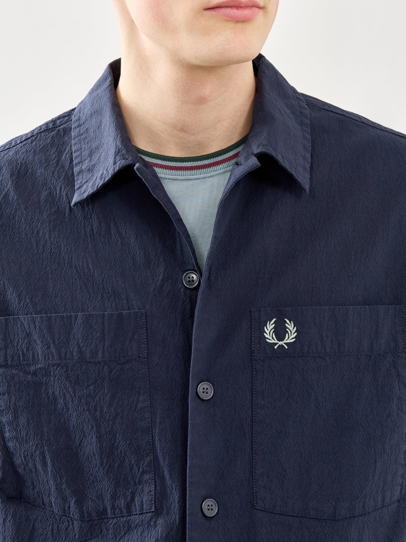 Seersucker Overshirt Navy