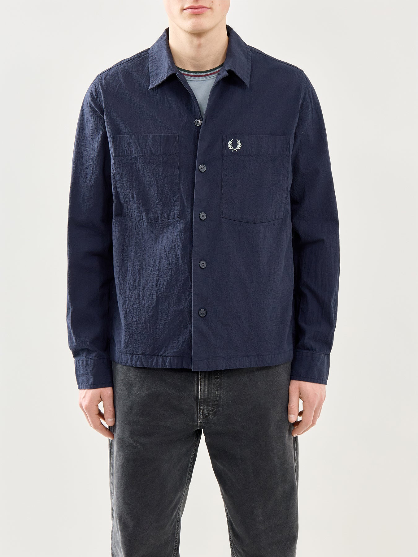 Seersucker Overshirt Navy