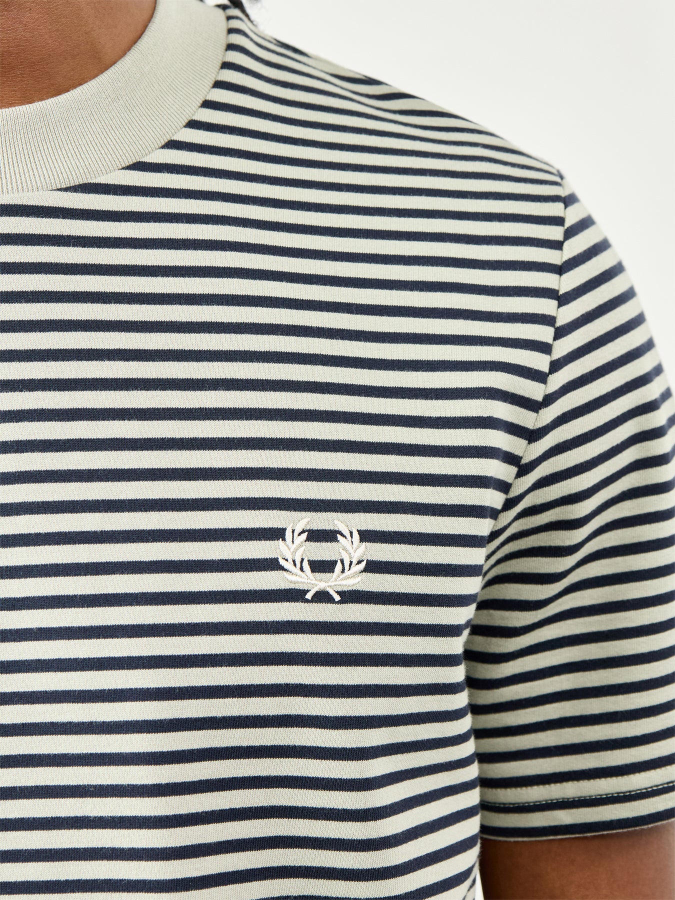 Fred Perry Fine Stripe Heavyweight Cotton T-Shirt Green