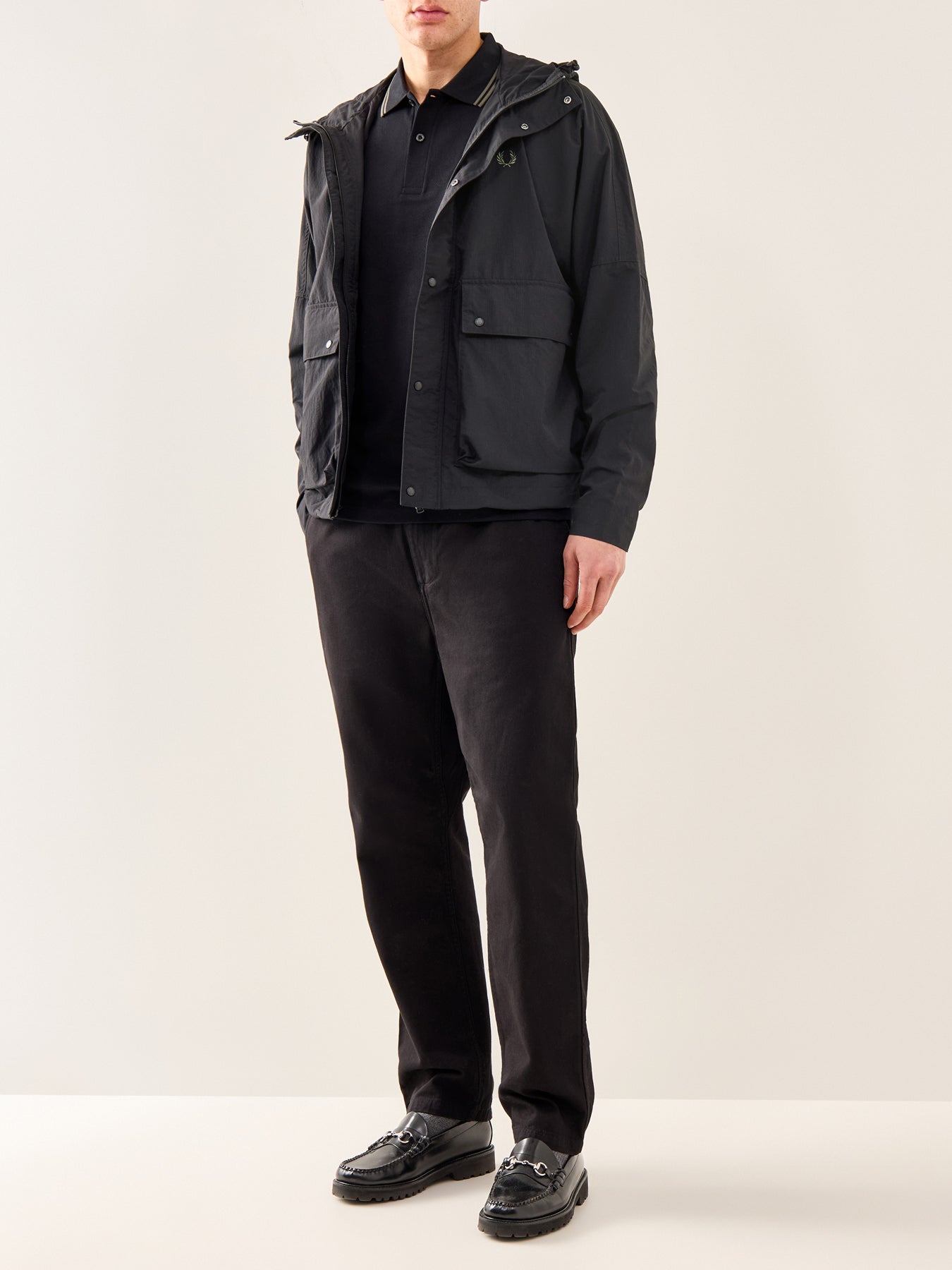 Cropped Ripstop Parka Black