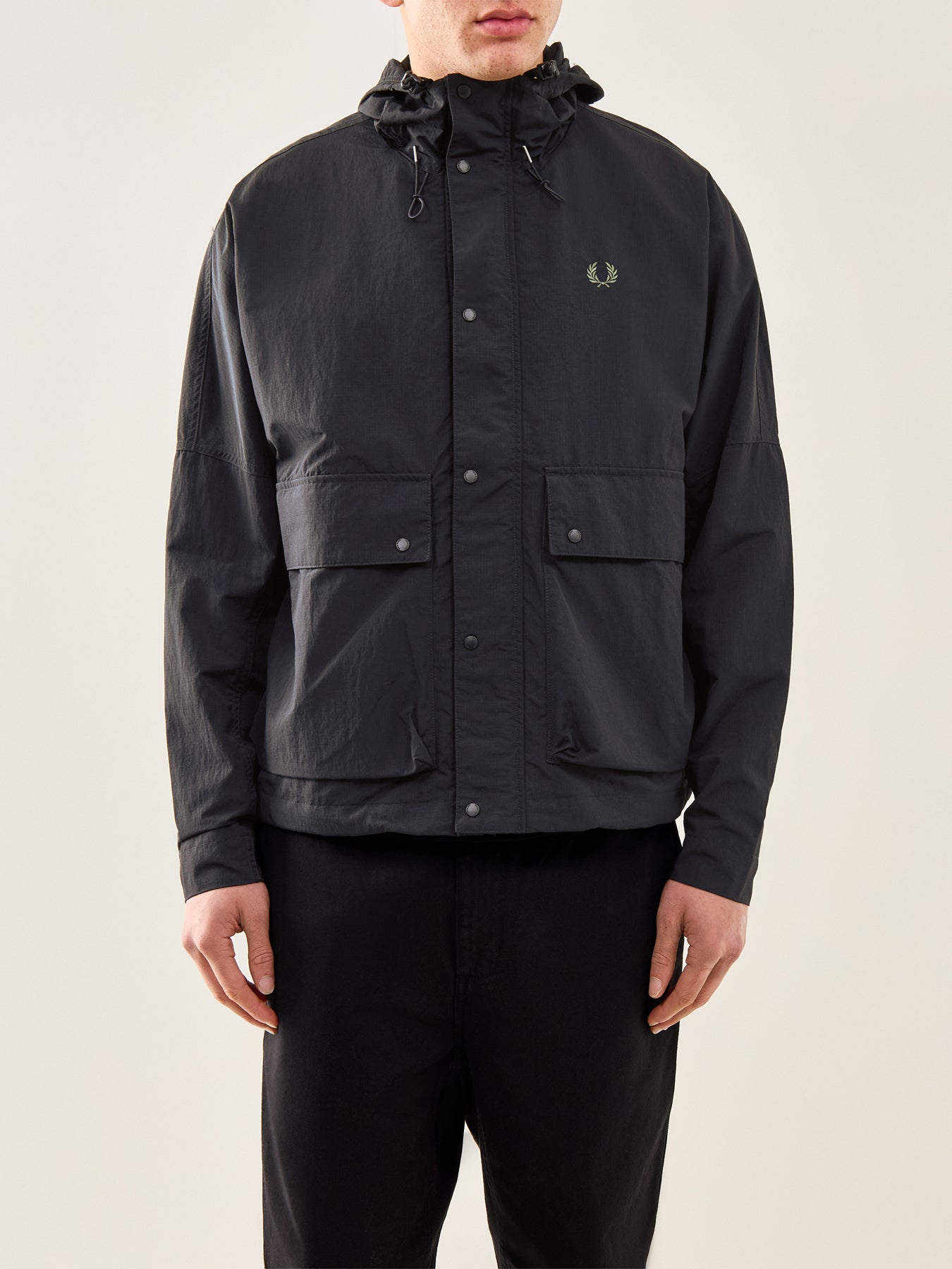 Cropped Ripstop Parka Black