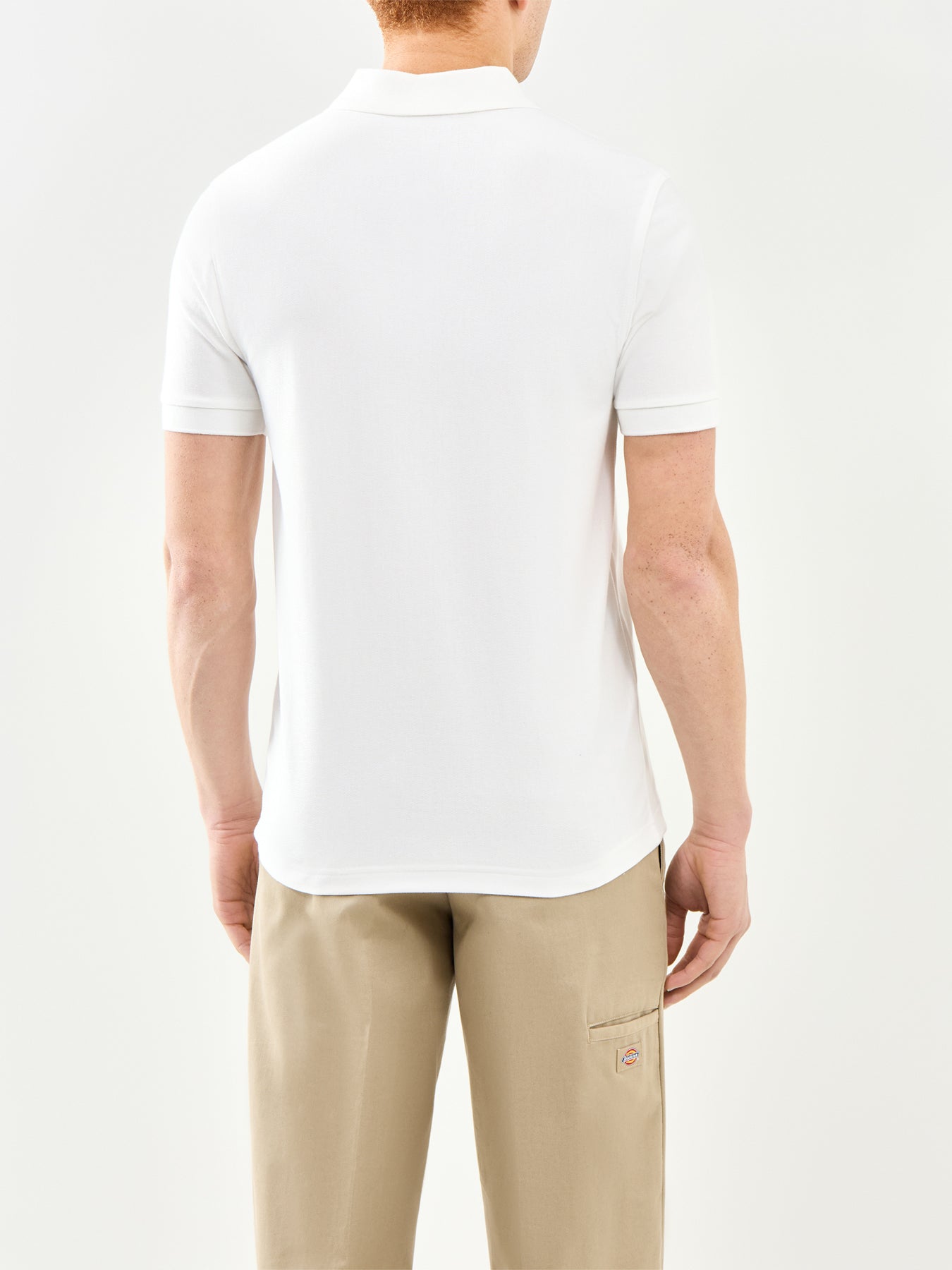 Vertical Stripe Zip Polo Shirt White