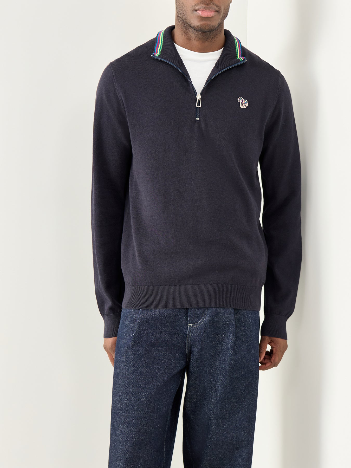 Zebra Half Zip Knit Blue