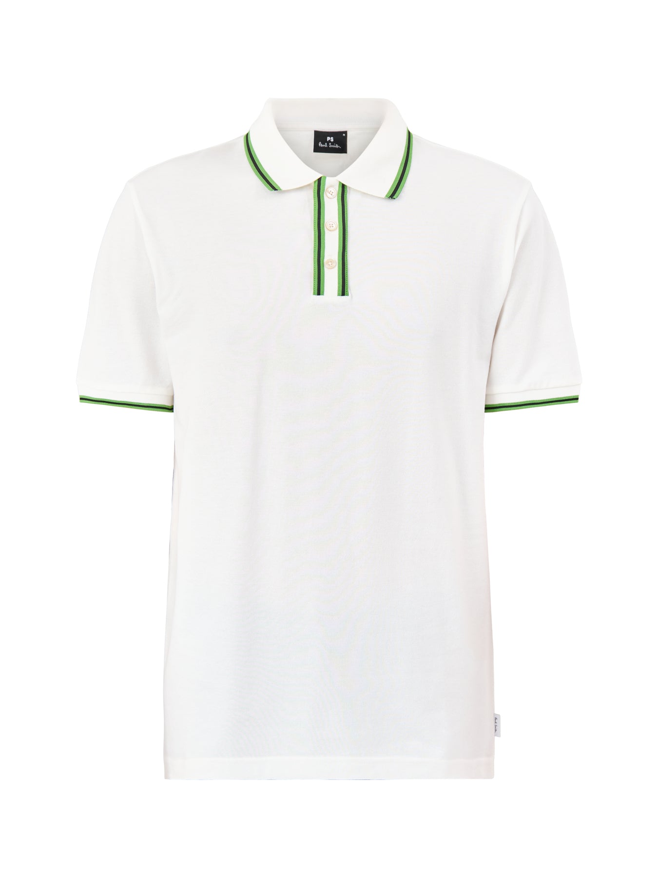 Plaque Stripe Polo Shirt White