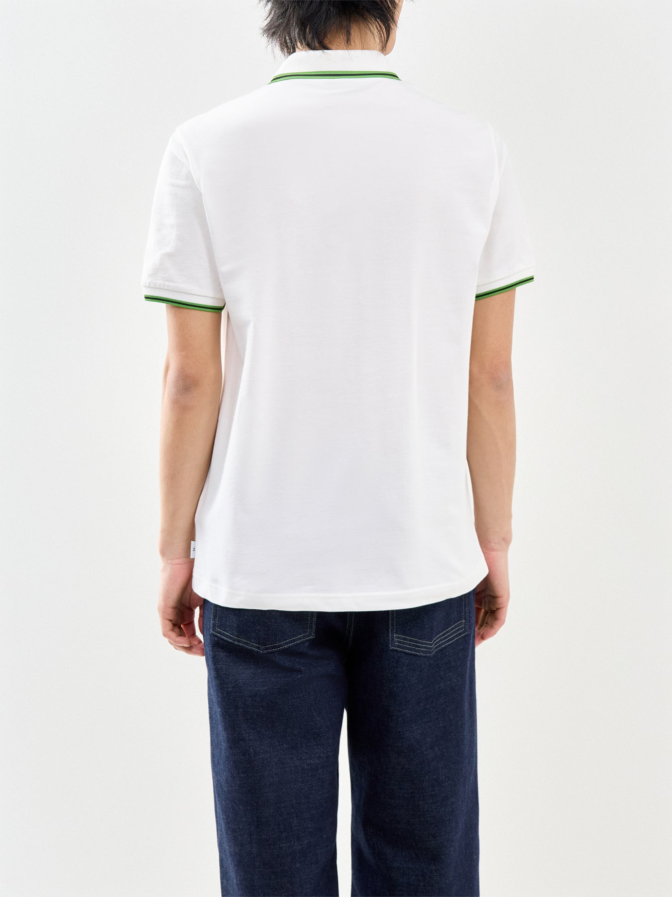 Plaque Stripe Polo Shirt White
