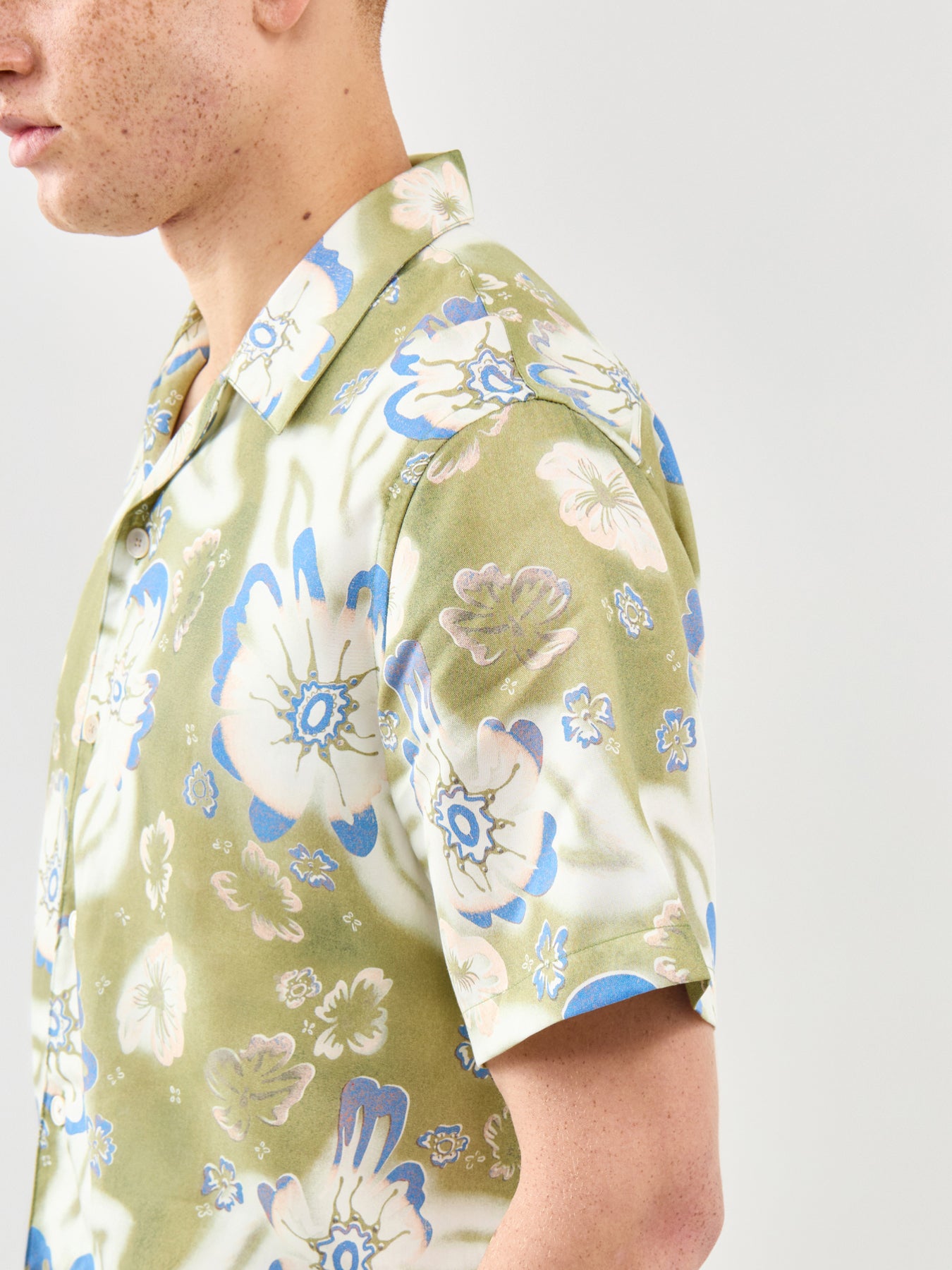 Floral Short Sleeve Shirt Green