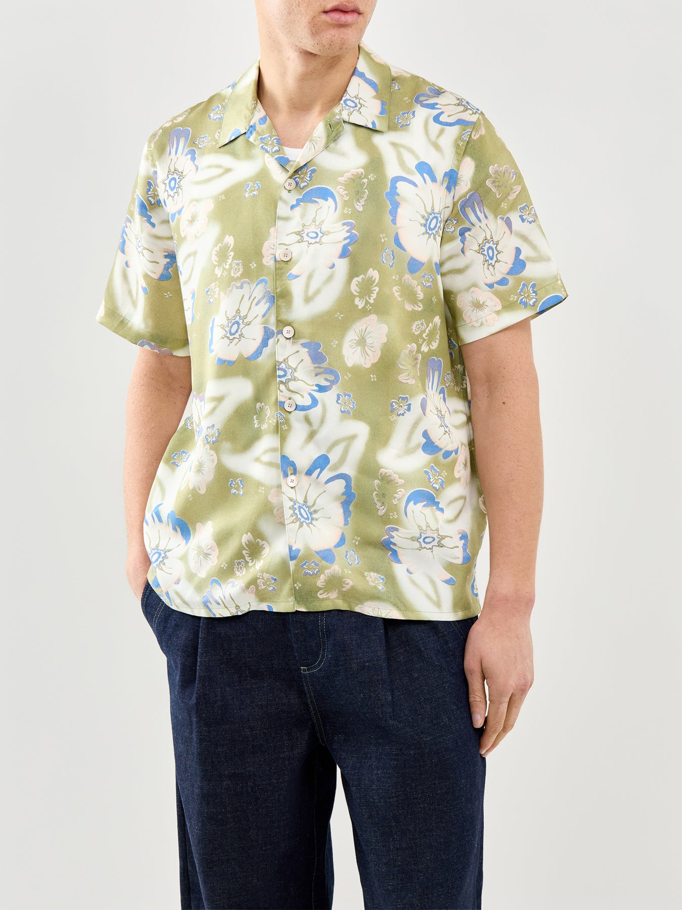 Floral Short Sleeve Shirt Green