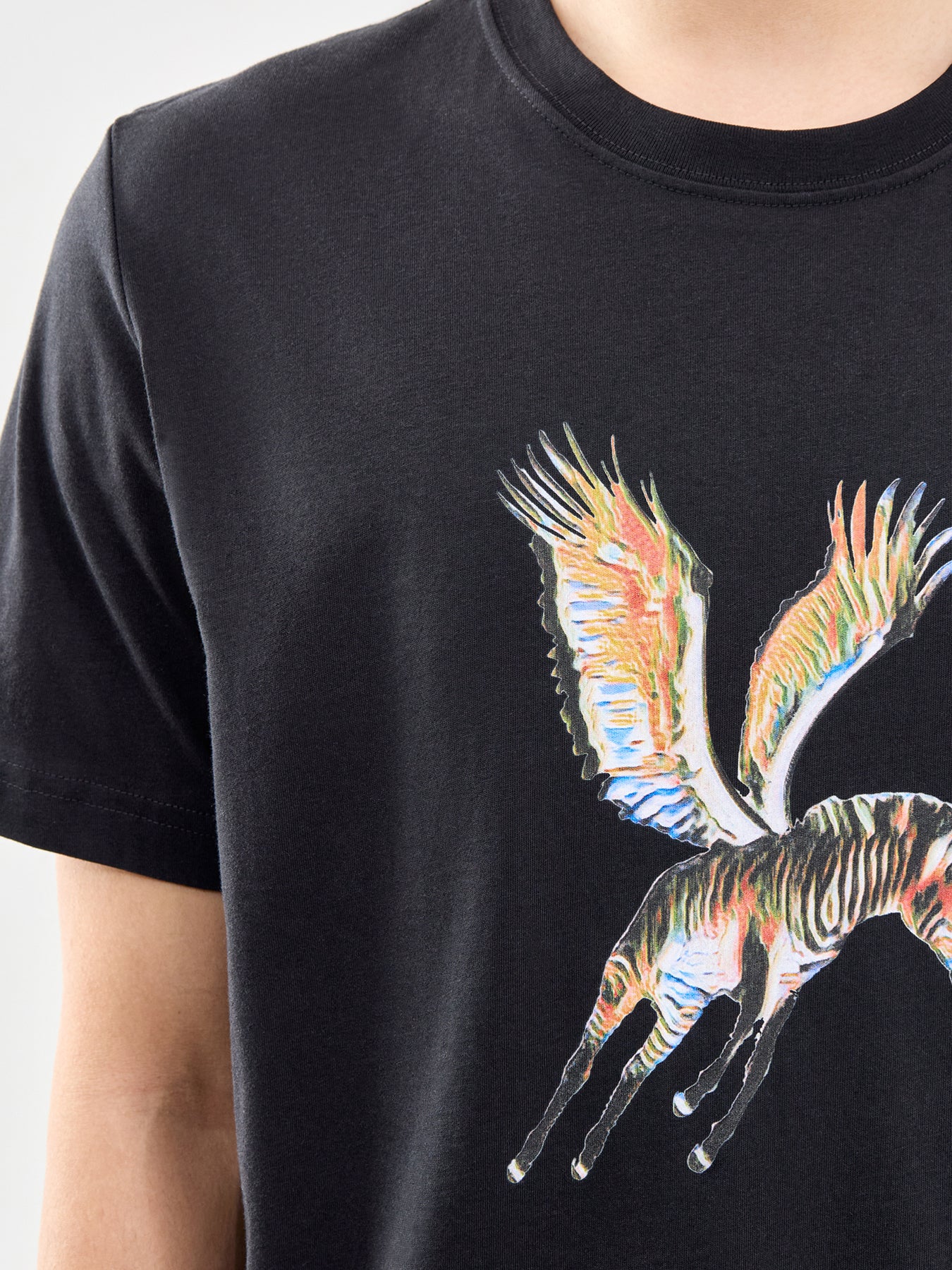 Flying Zebra Graphic Organic Cotton T-Shirt Black