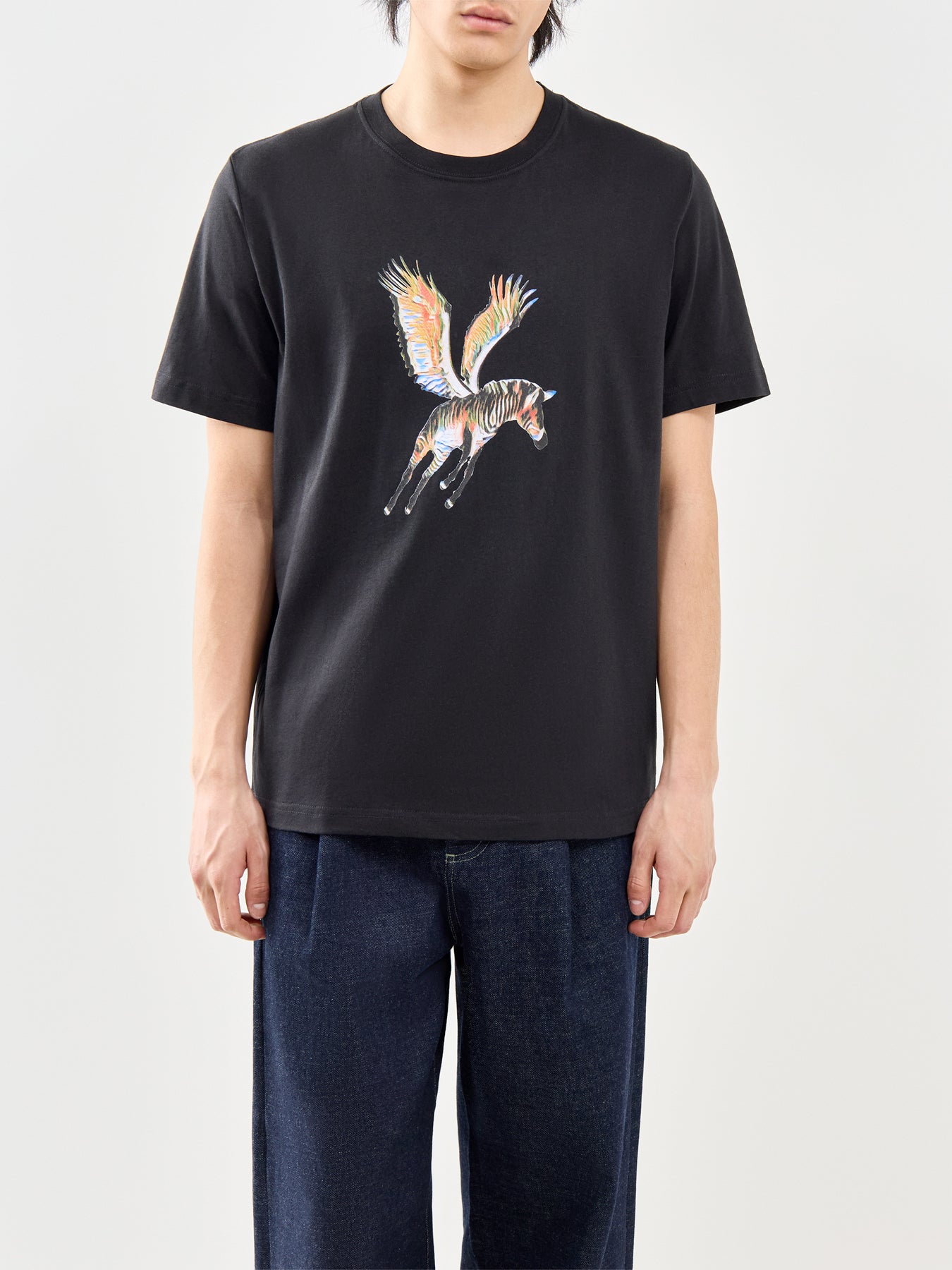 Flying Zebra Graphic Organic Cotton T-Shirt Black