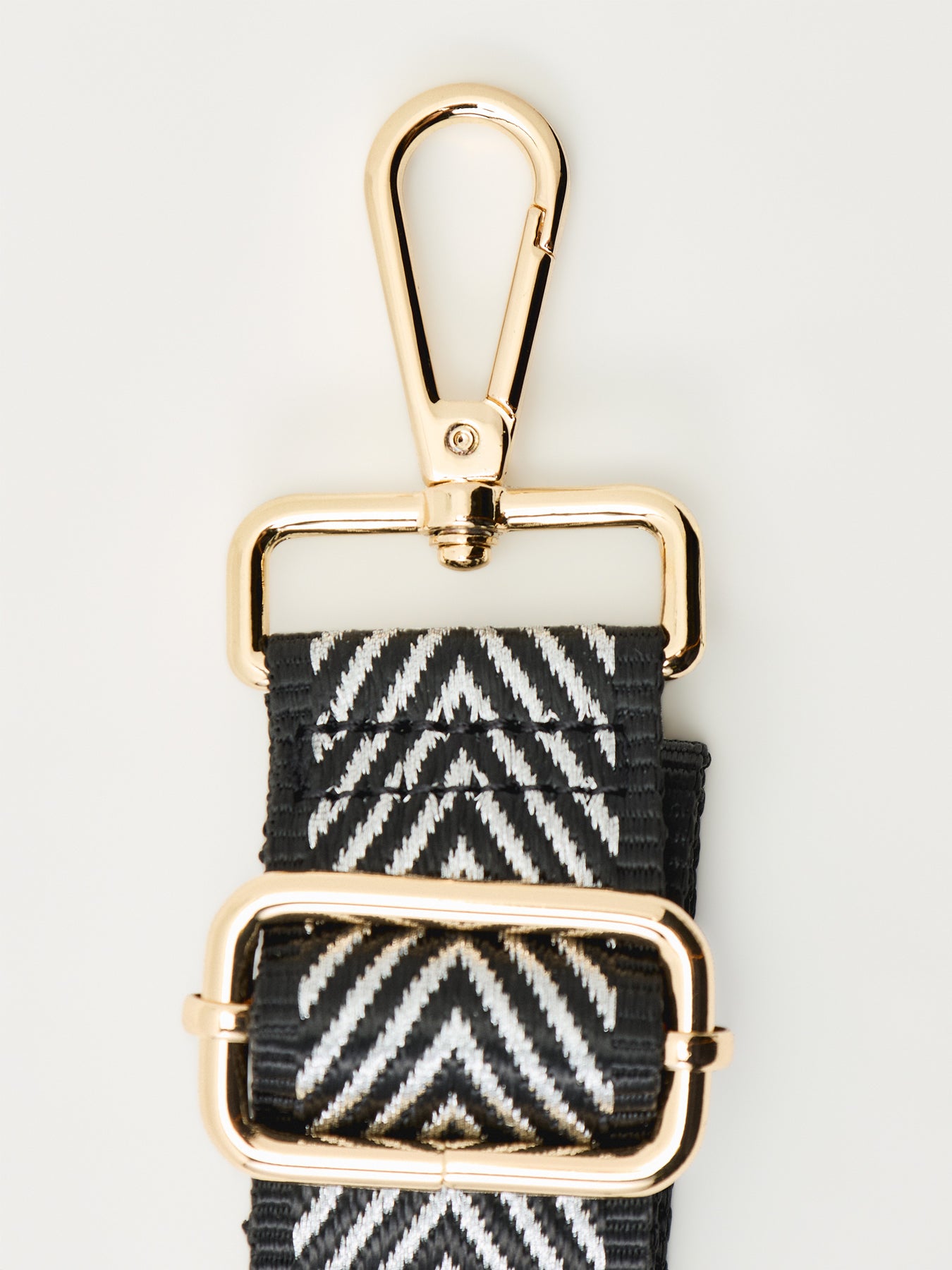 Chevron Bag Strap Black Silver