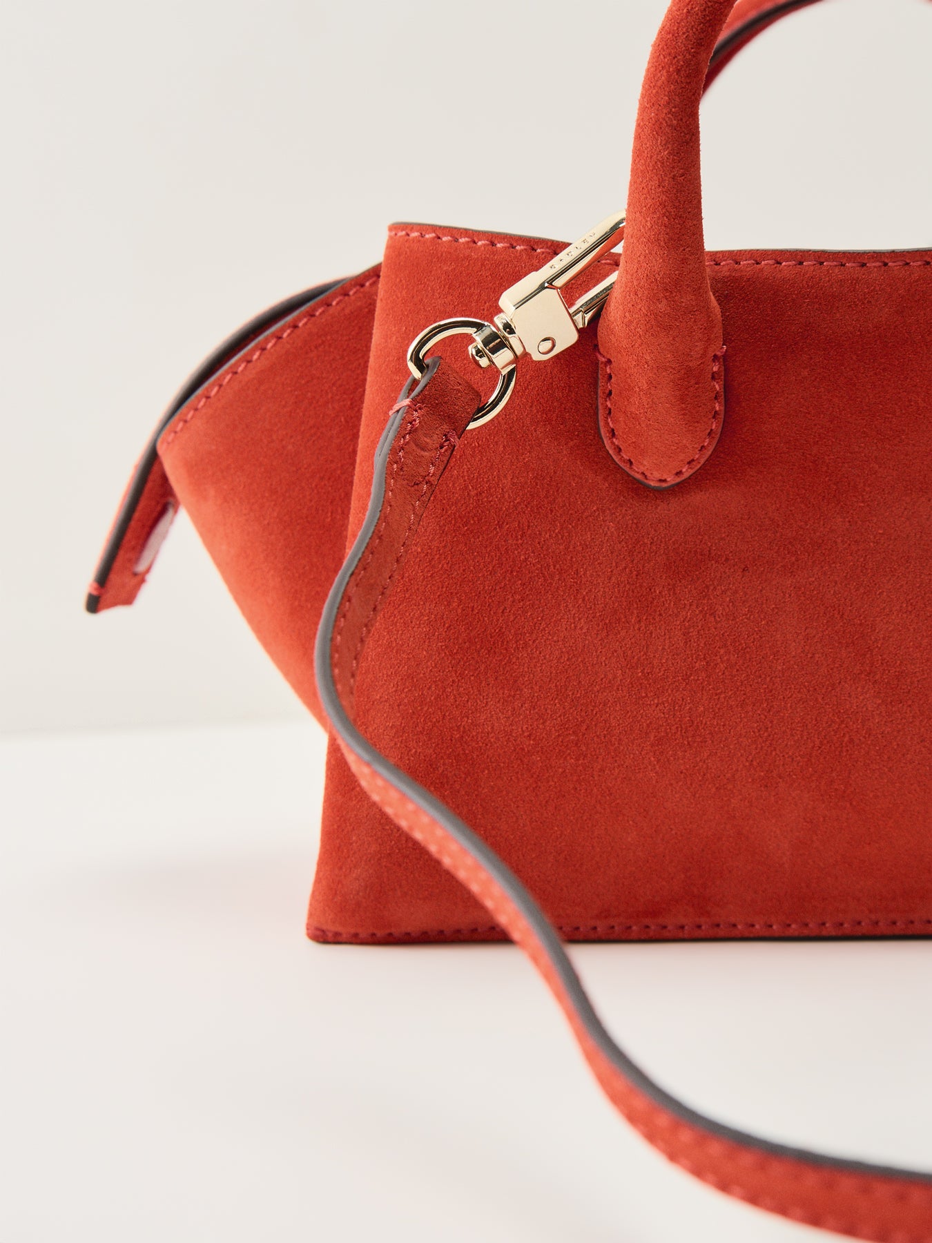Romilly Suede Small Ziptop Grab Bag Flame
