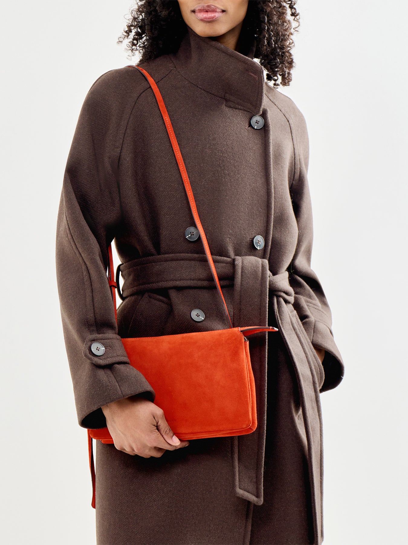 Romilly Suede Medium Ziptop Crossbody Red