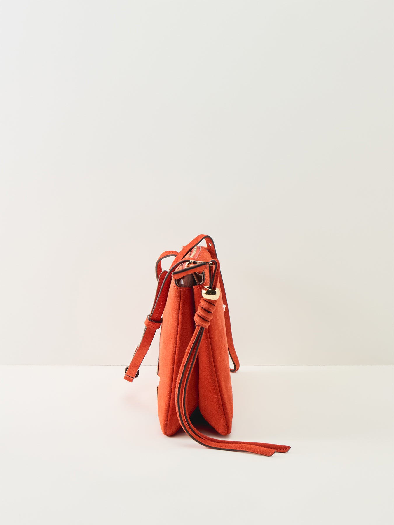 Romilly Suede Medium Ziptop Crossbody Red