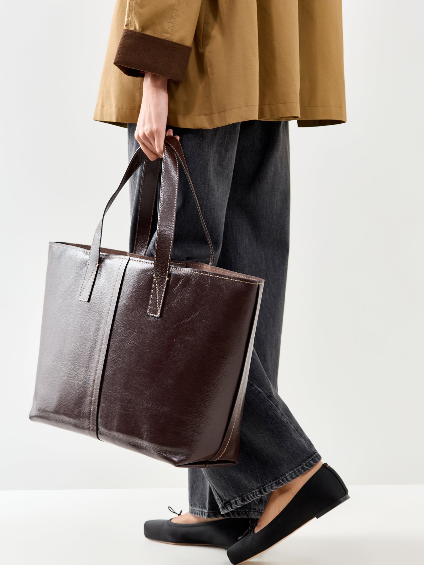 Broadway Market Large Open Top Tote Brown