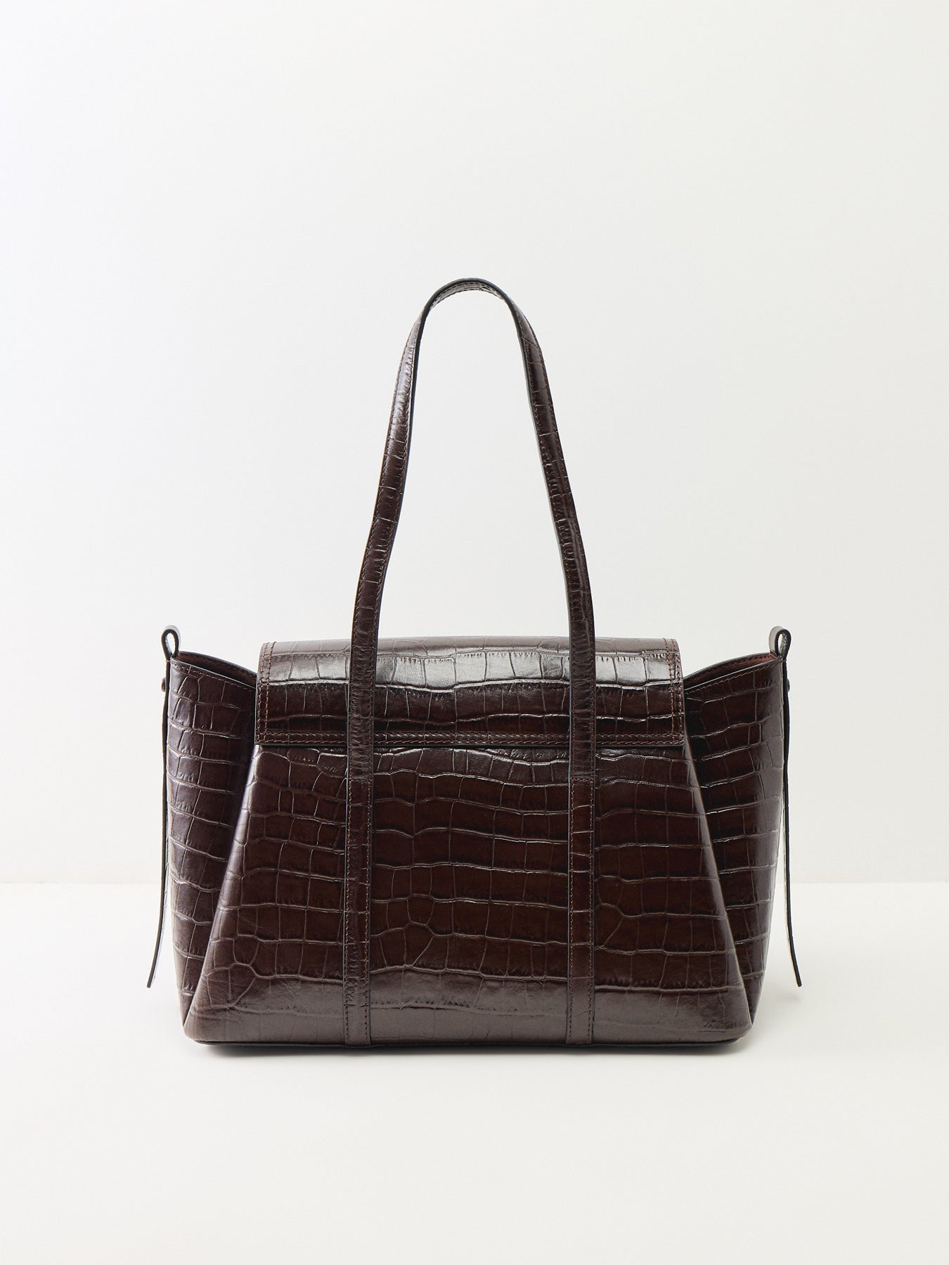 Chancery Faux Croc Medium Flapover Shoulder Bag Dark Oak