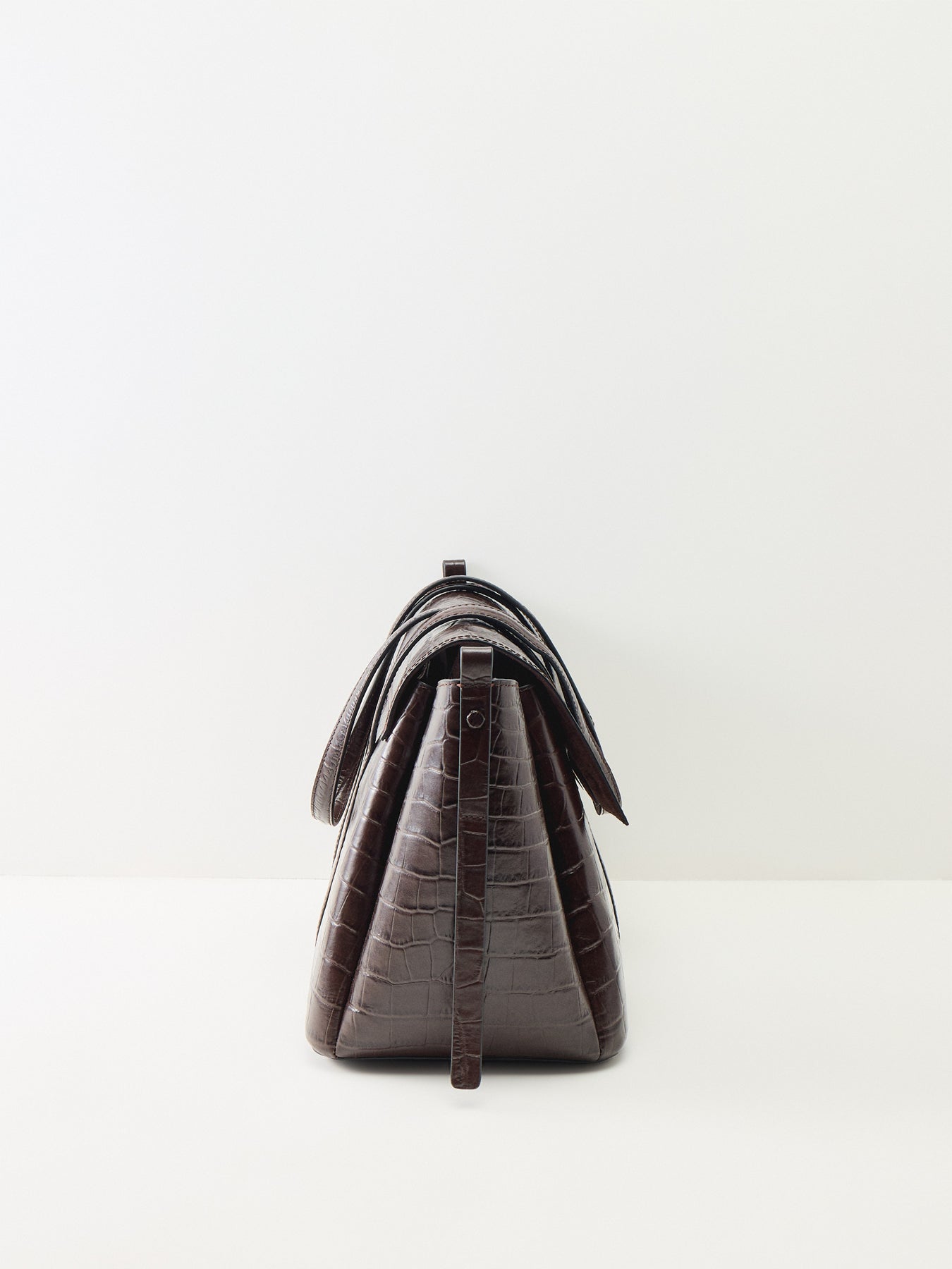 Chancery Faux Croc Medium Flapover Shoulder Bag Dark Oak
