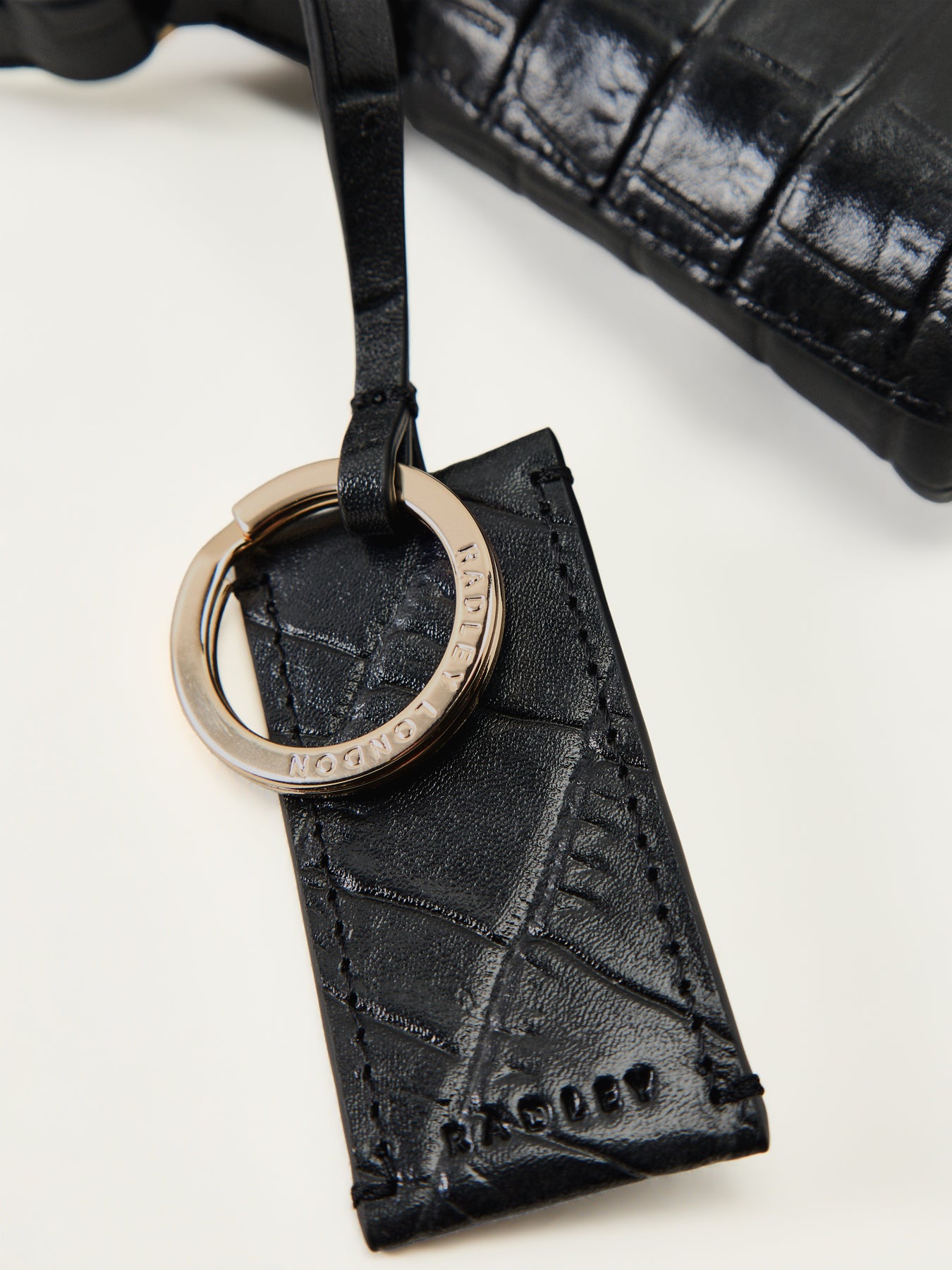 Pockets Faux Croc Mini Zip Top Shoulder Bag Black
