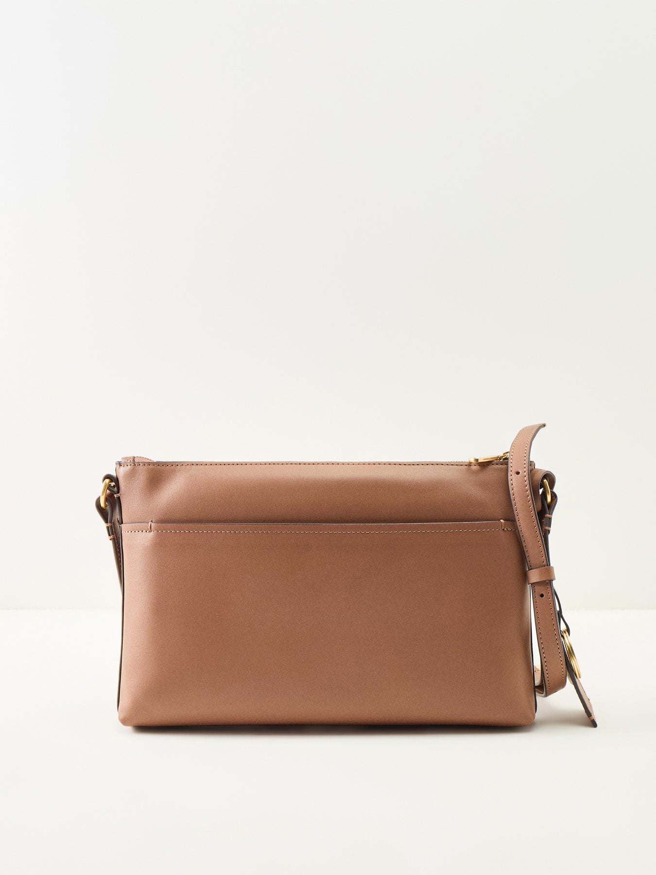 Pockets Medium Zip Top Crossbody Bag Tan