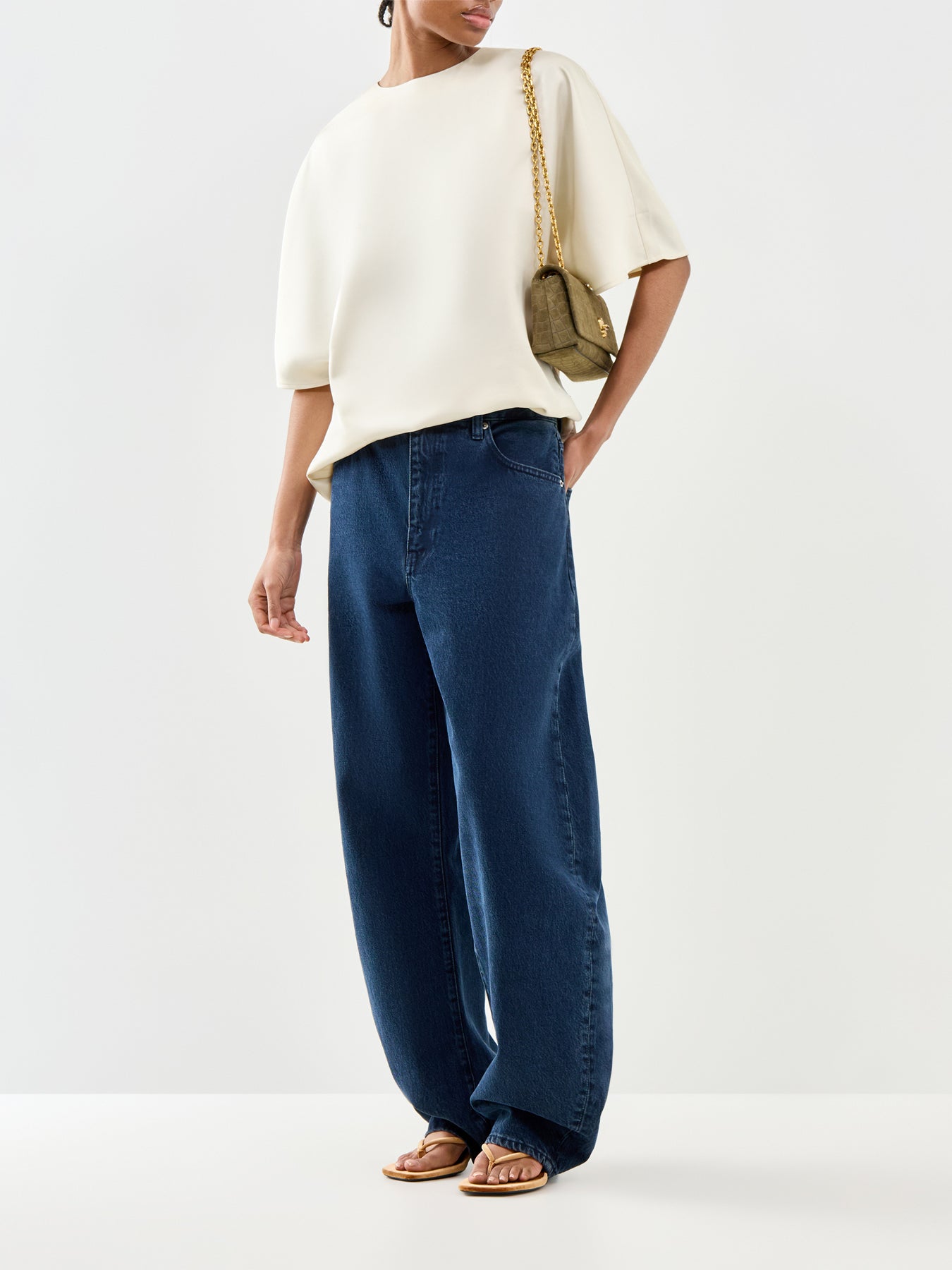 Breya Satin T-Shirt Cream