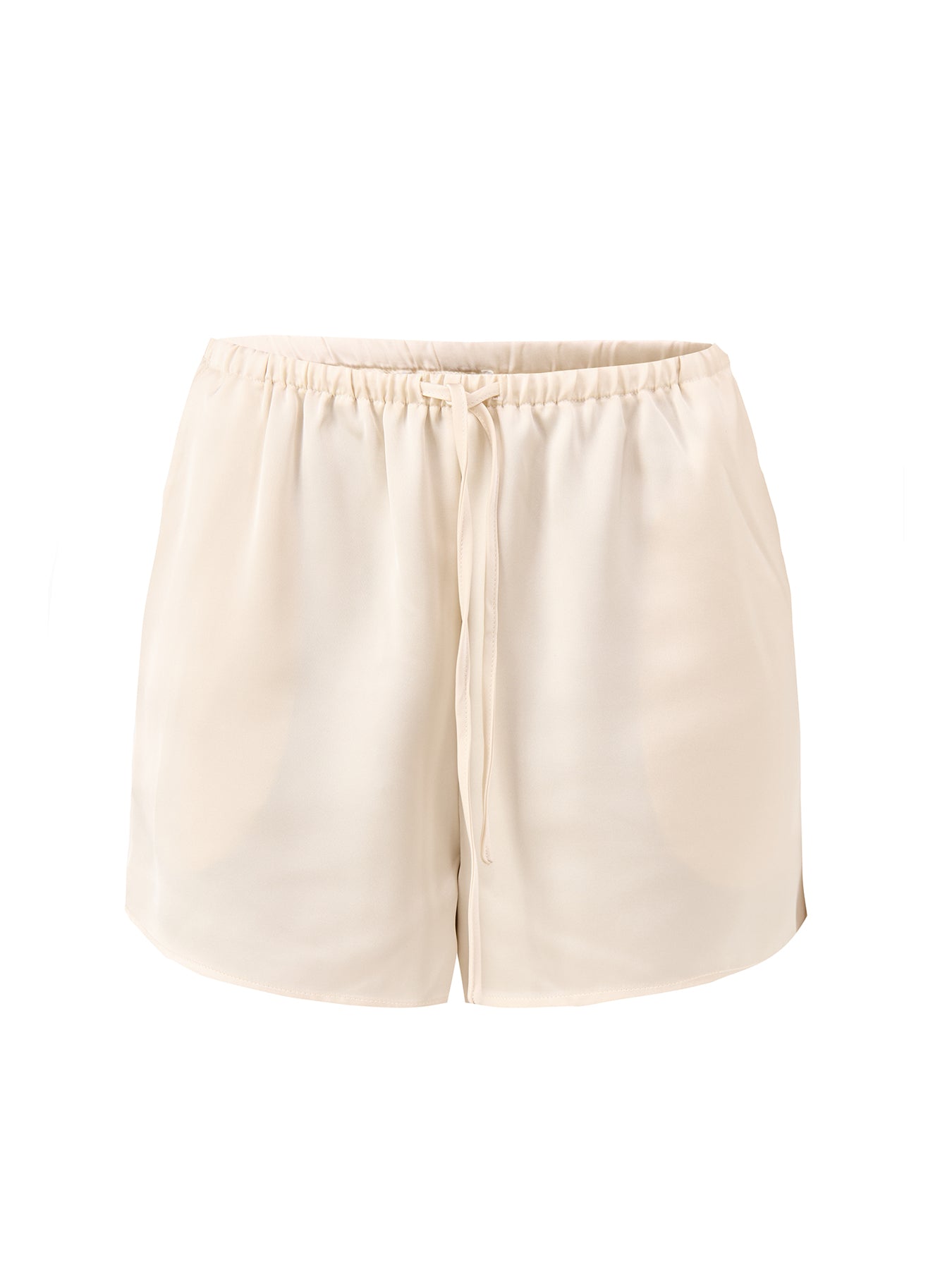 Breya Satin Drawstring Shorts Cream