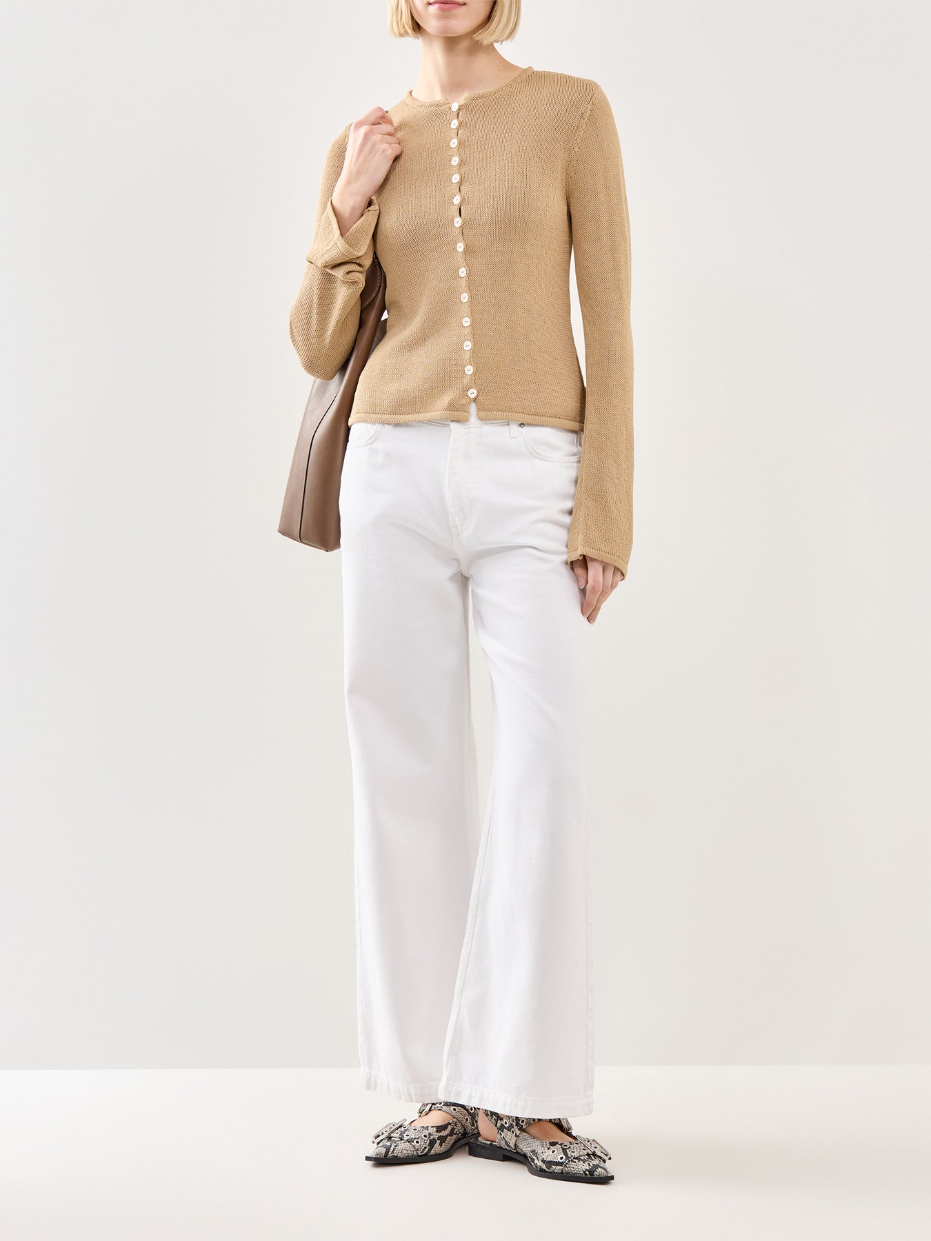 Kendall Rustic Button Down Knit Top Tan