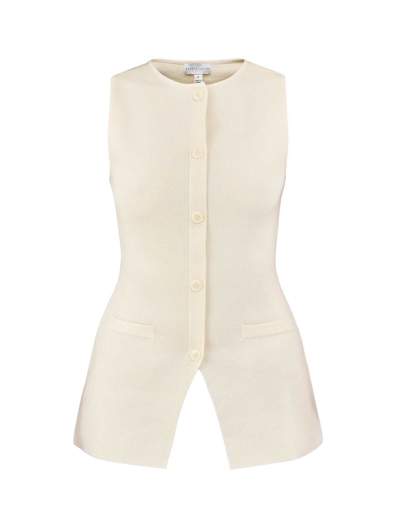 Alba Knit Longline Waistcoat Cream