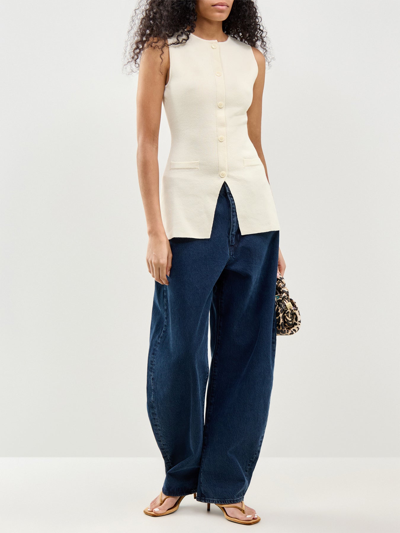 Alba Knit Longline Waistcoat Cream