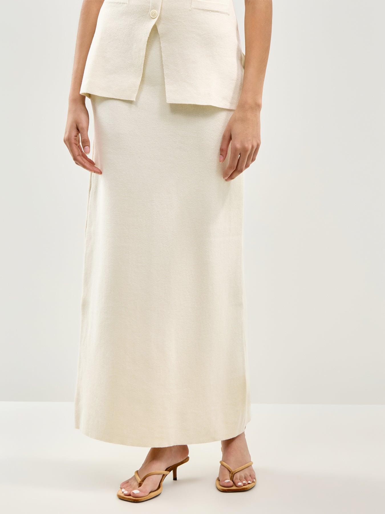 Alba Knit Maxi Skirt Cream