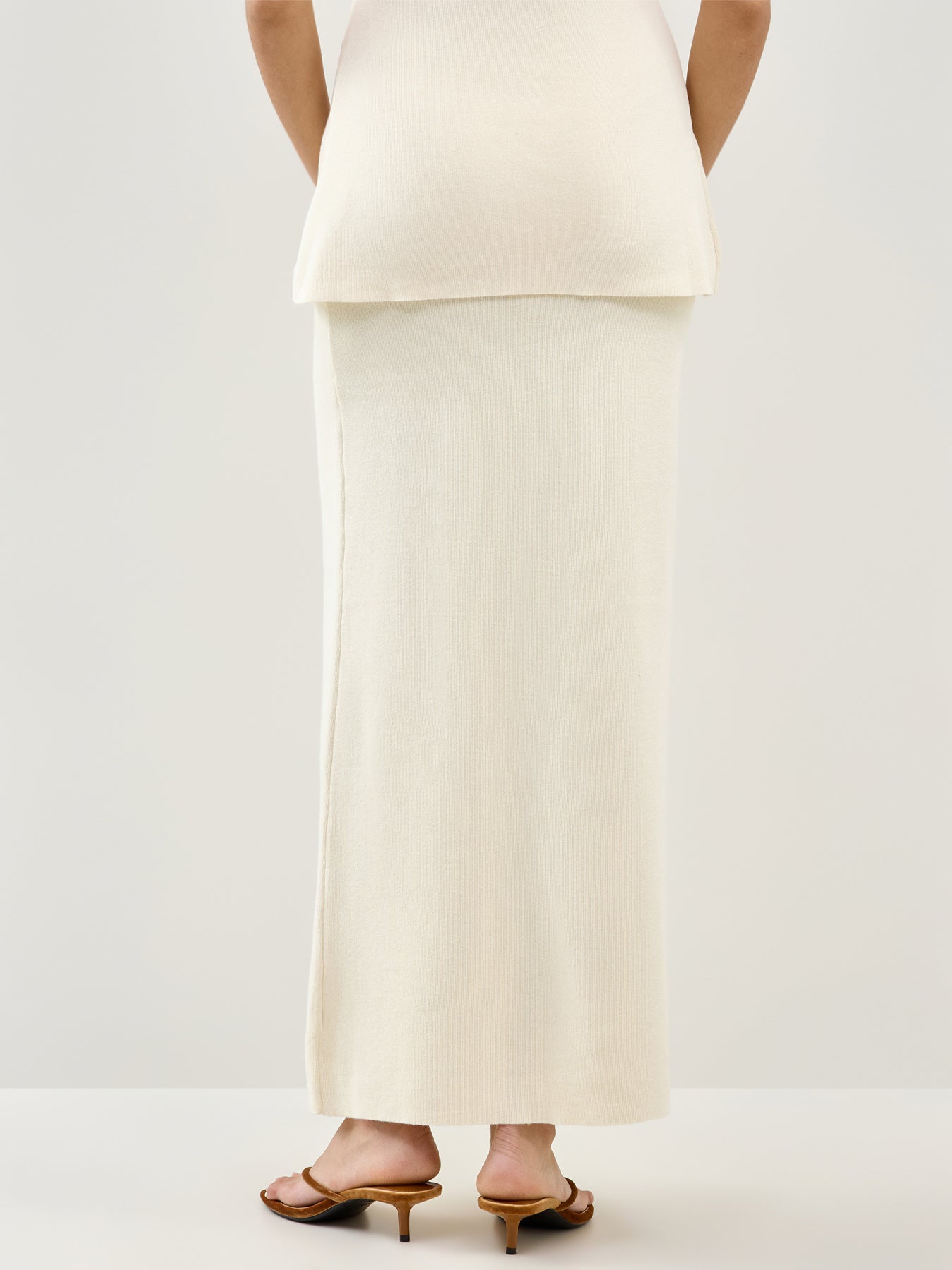 Alba Knit Maxi Skirt Cream