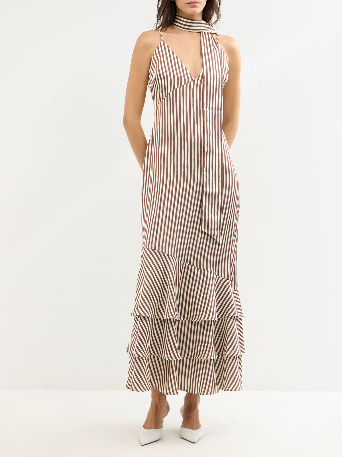 Serita V-Neck Tiered Maxi Dress
