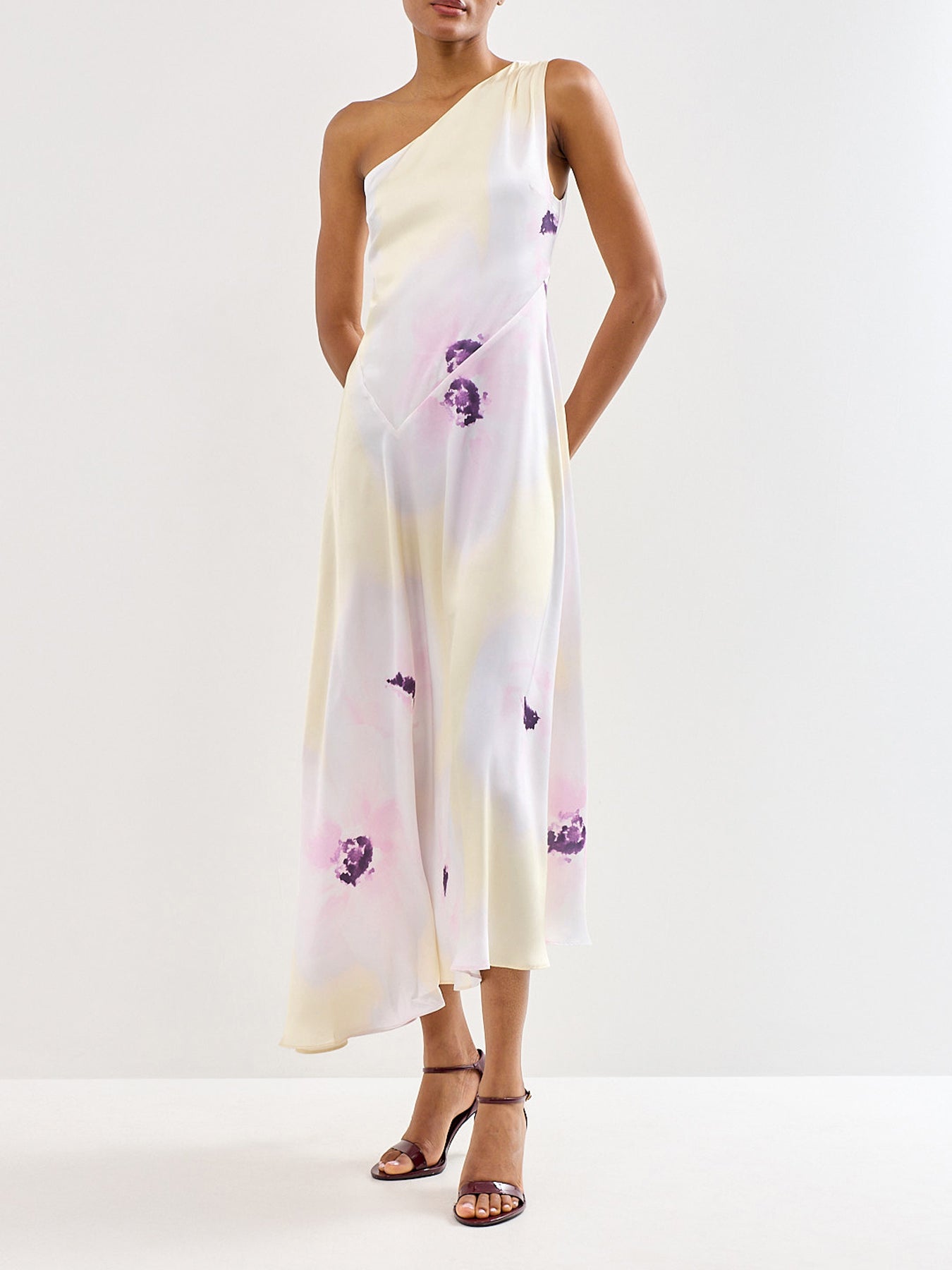 Ember One Shoulder Printed Midaxi Dress Red