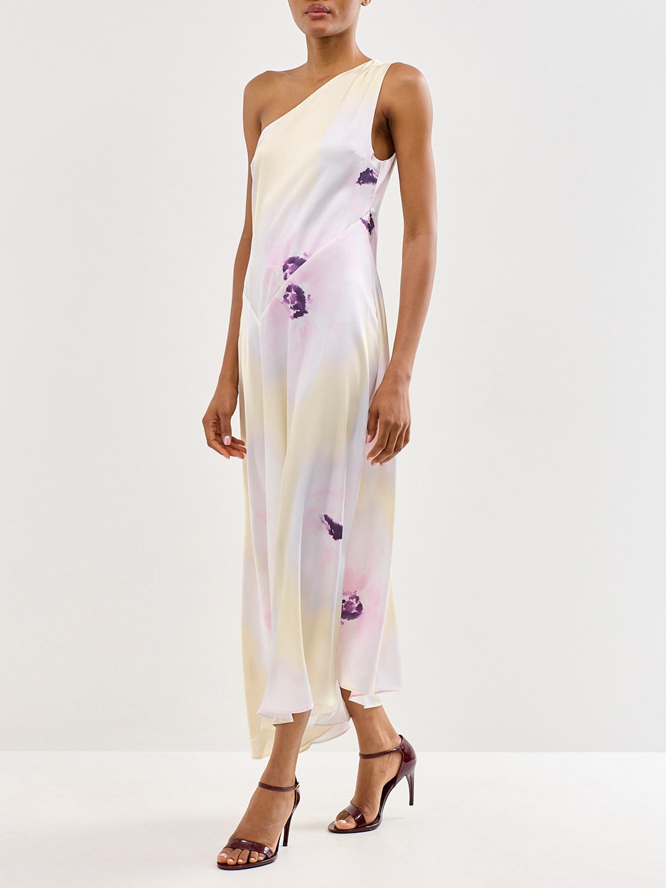 Ember One Shoulder Printed Midaxi Dress Red