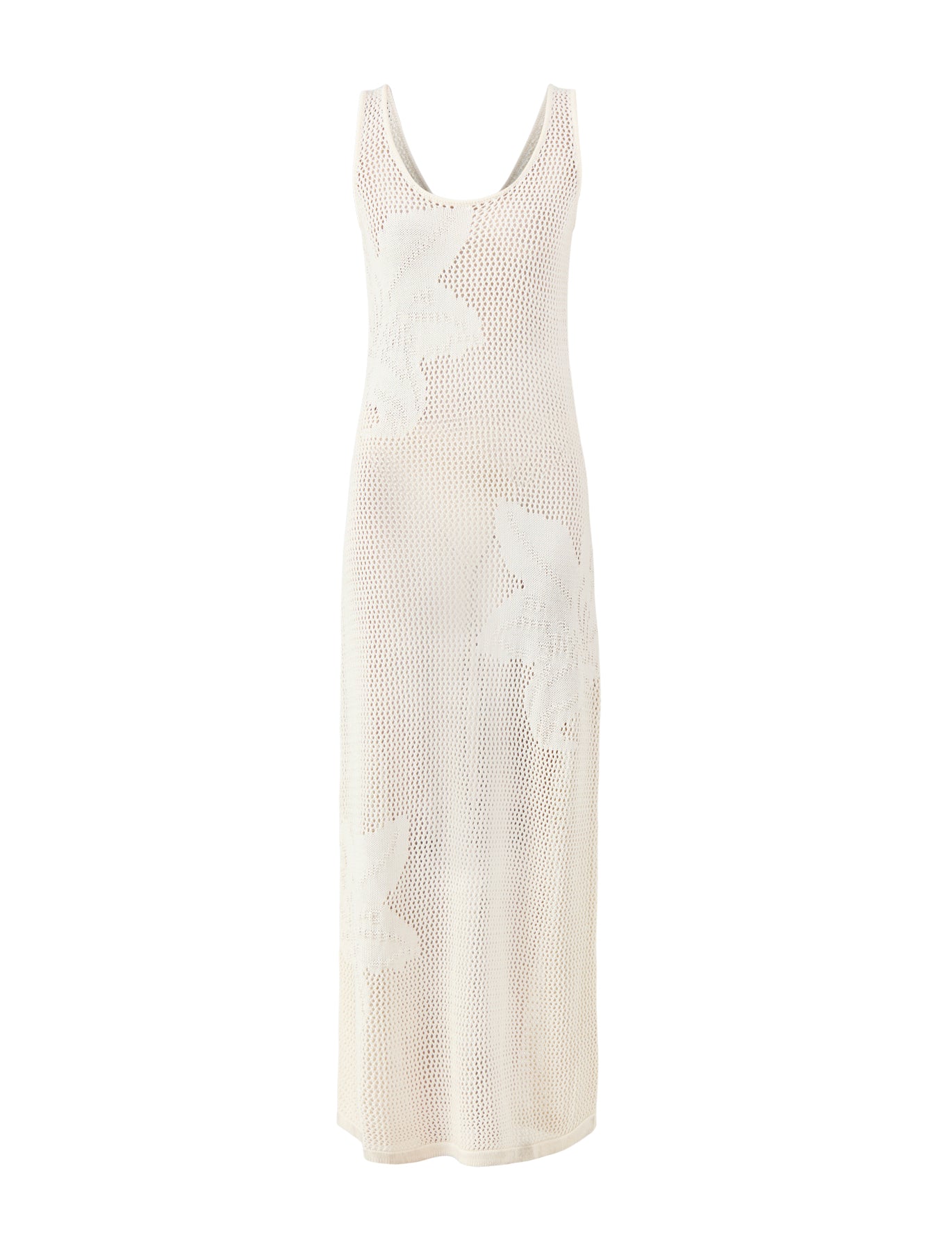 Kailani Floral Openwork Knit Dress Cream