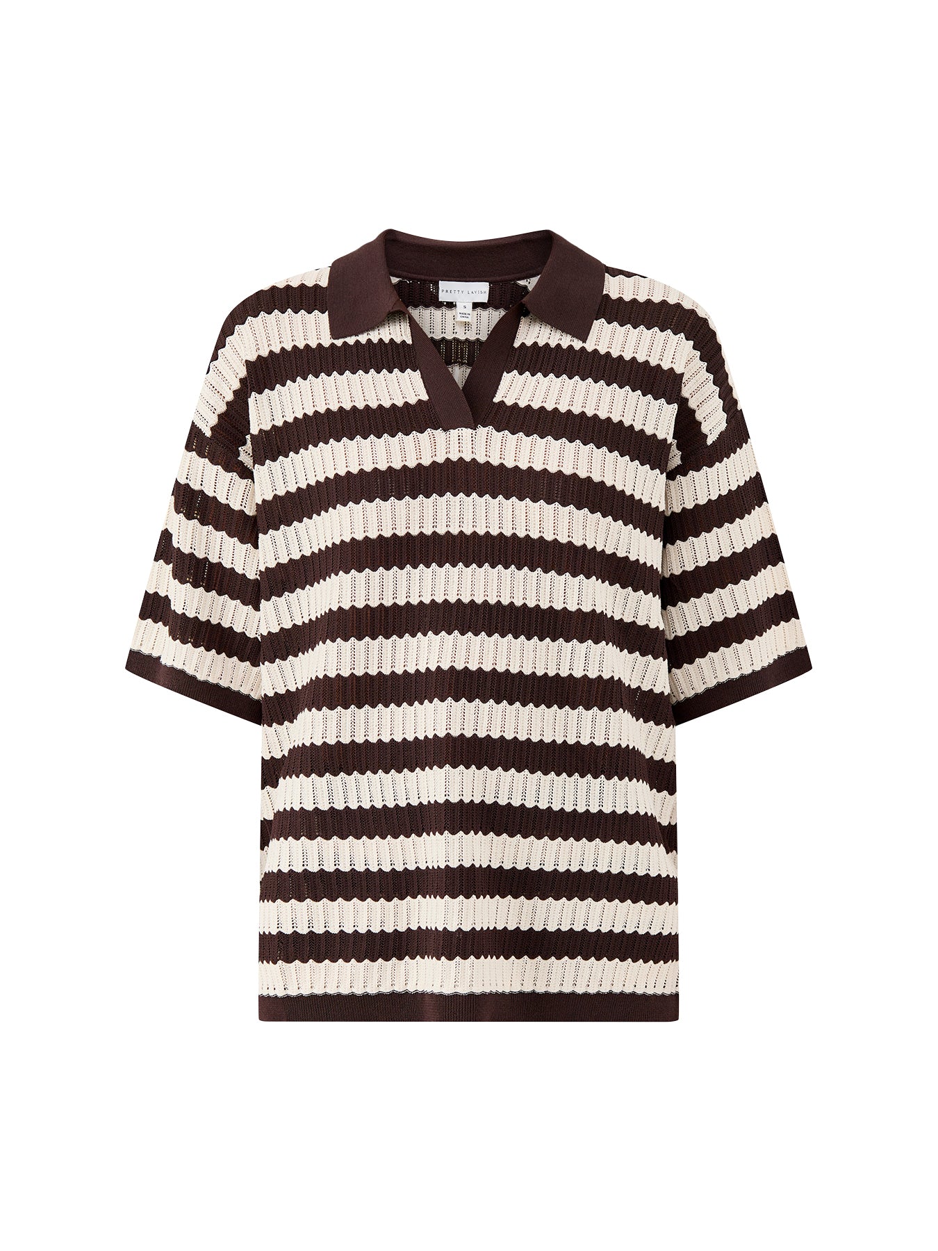 Venezia Stripe Polo Top Cream
