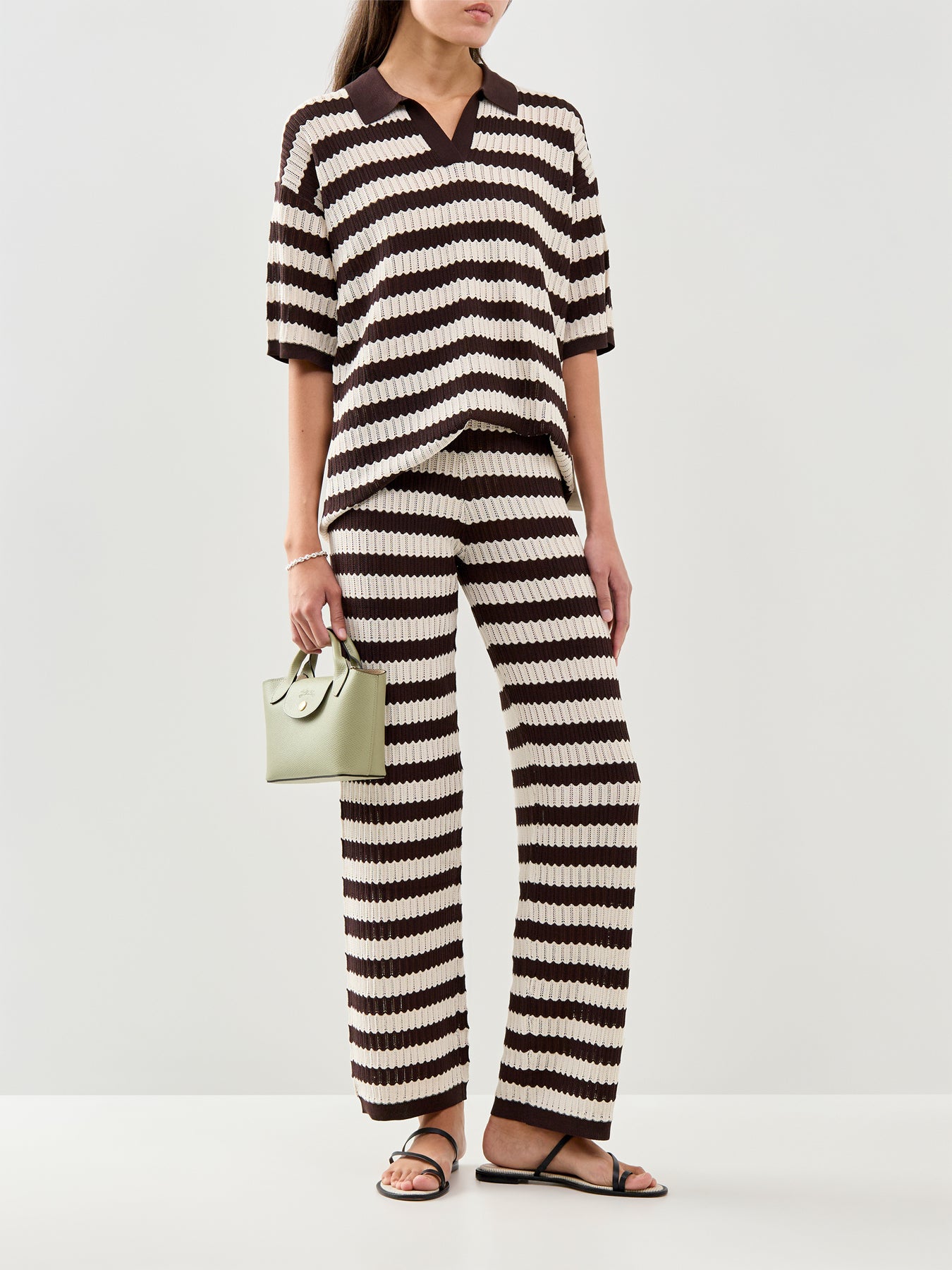 Venezia Stripe Polo Top Cream