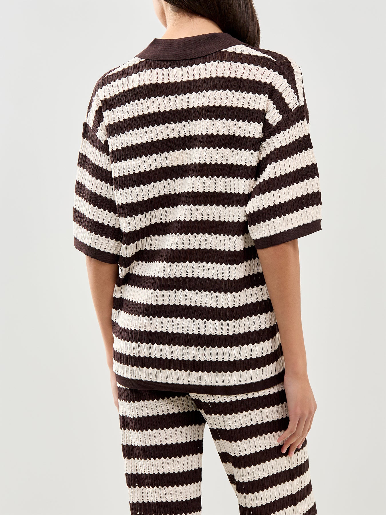 Venezia Stripe Polo Top Cream