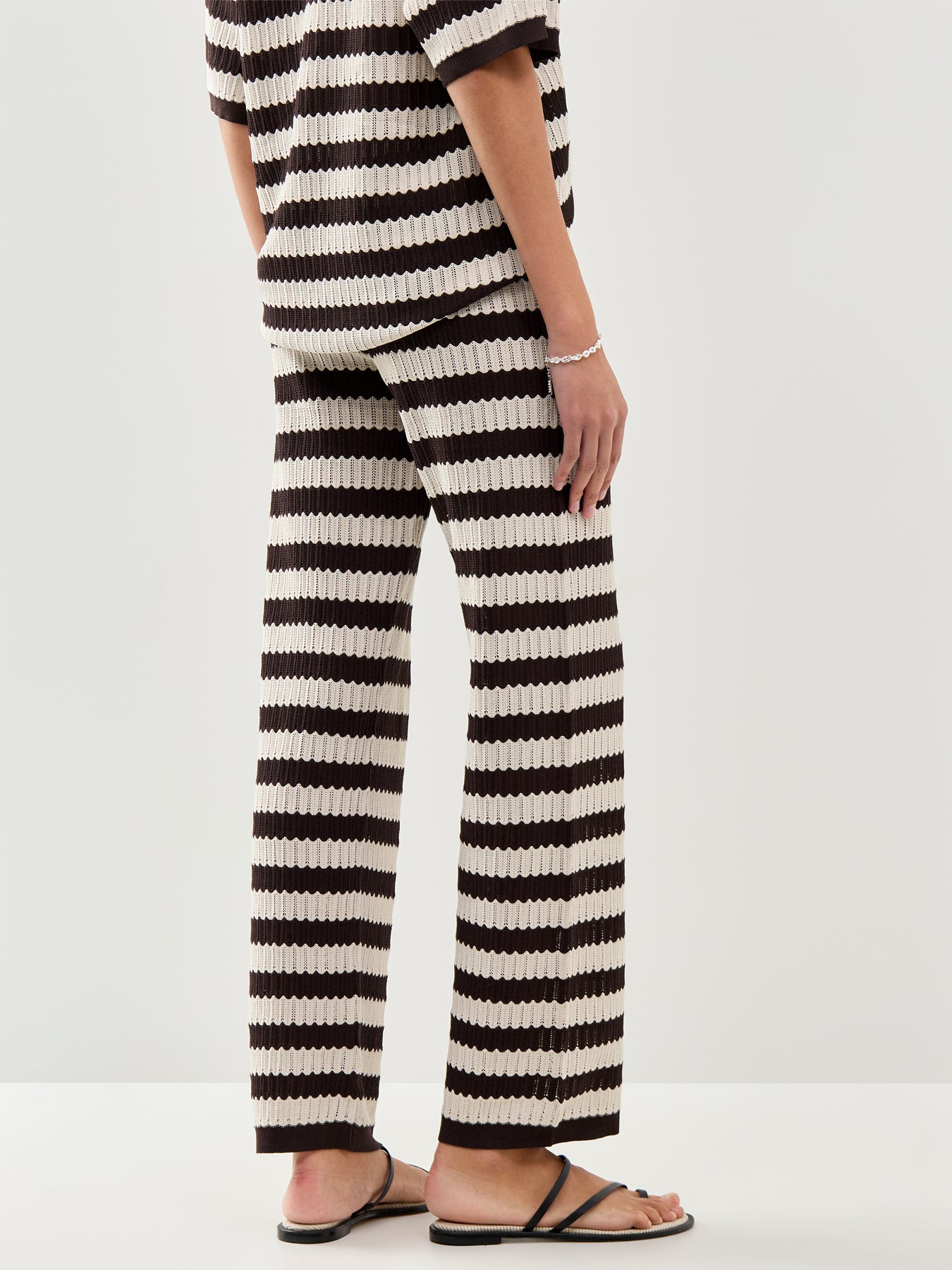 Venezia Stripe Slim Leg Trousers Brown