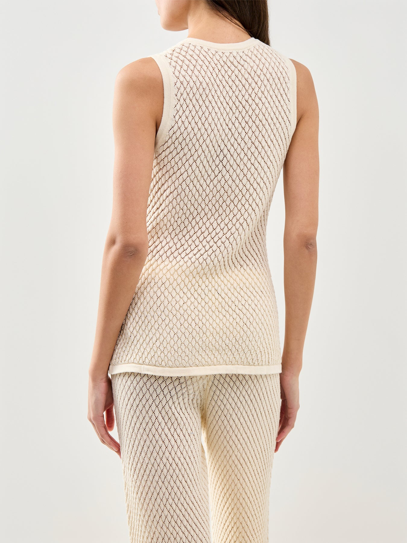 Imani Pointelle Knit Waistcoat Oyster