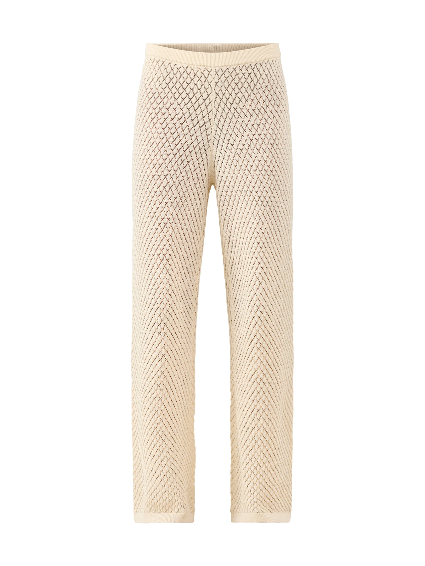 Imani Pointelle Knit Trousers Cream