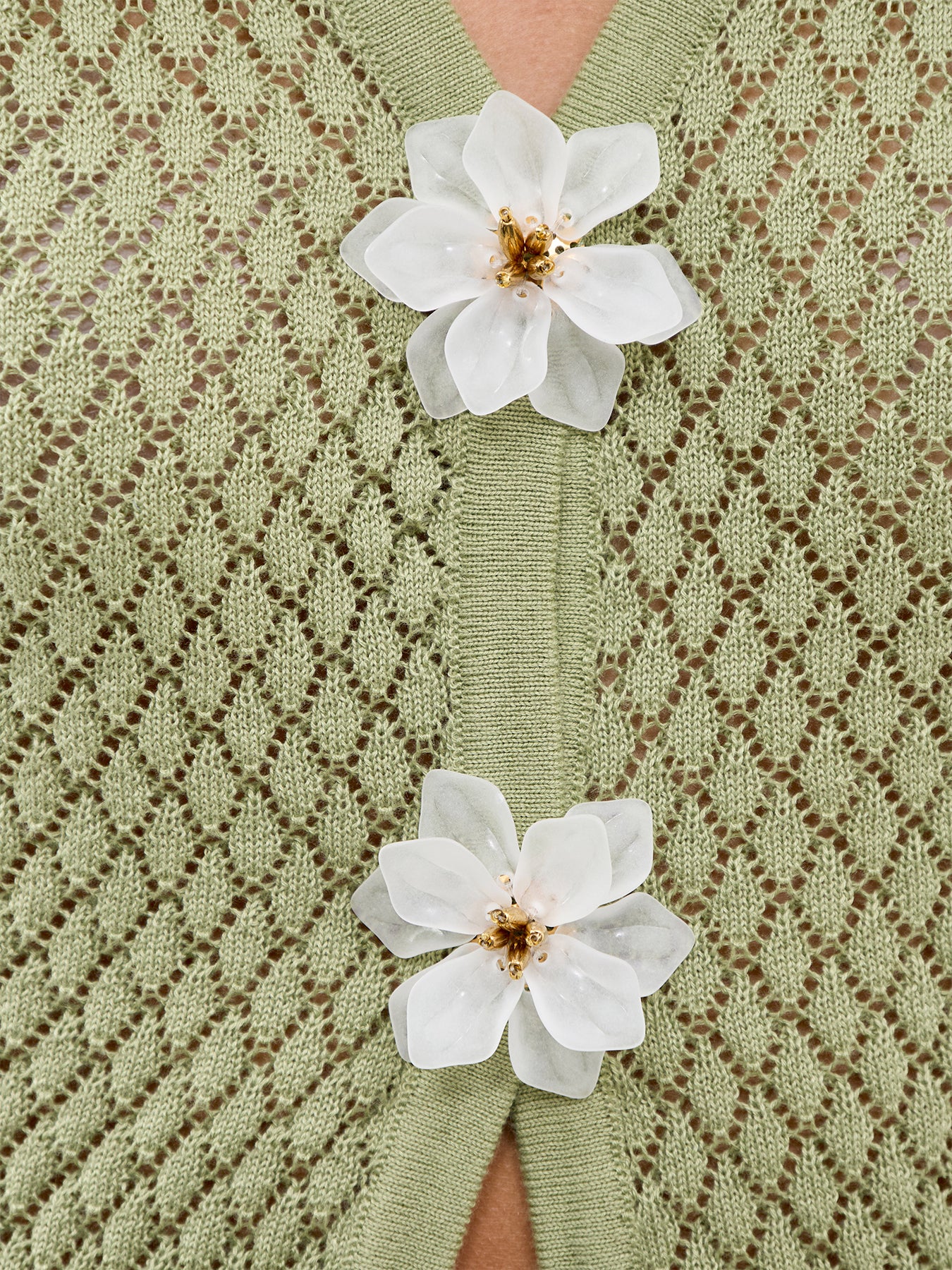 Imani Pointelle Knit Waistcoat Olive