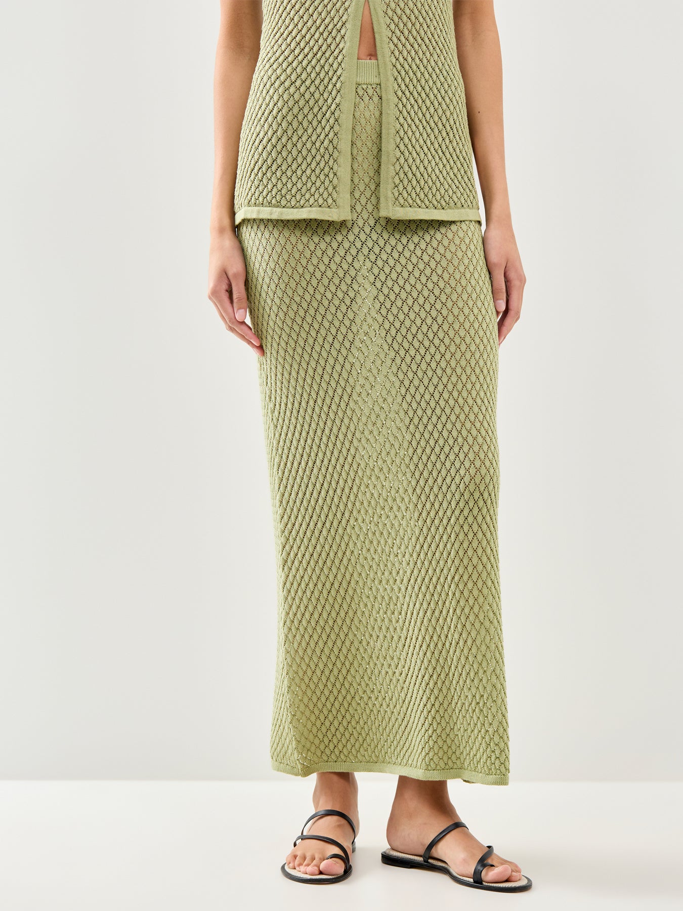 Imani Pointelle Knit Skirt Olive