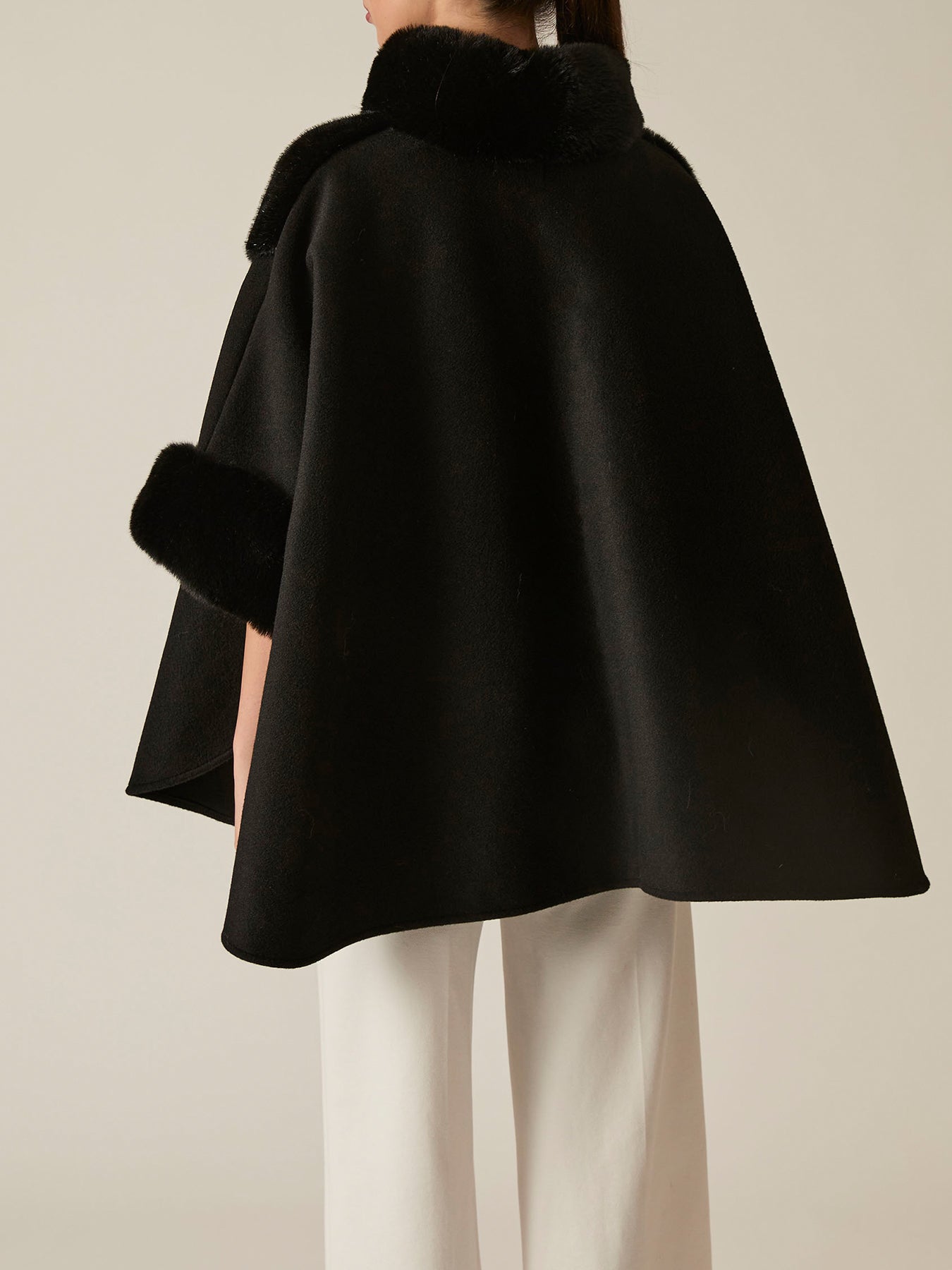 Faux Fur Cape Black