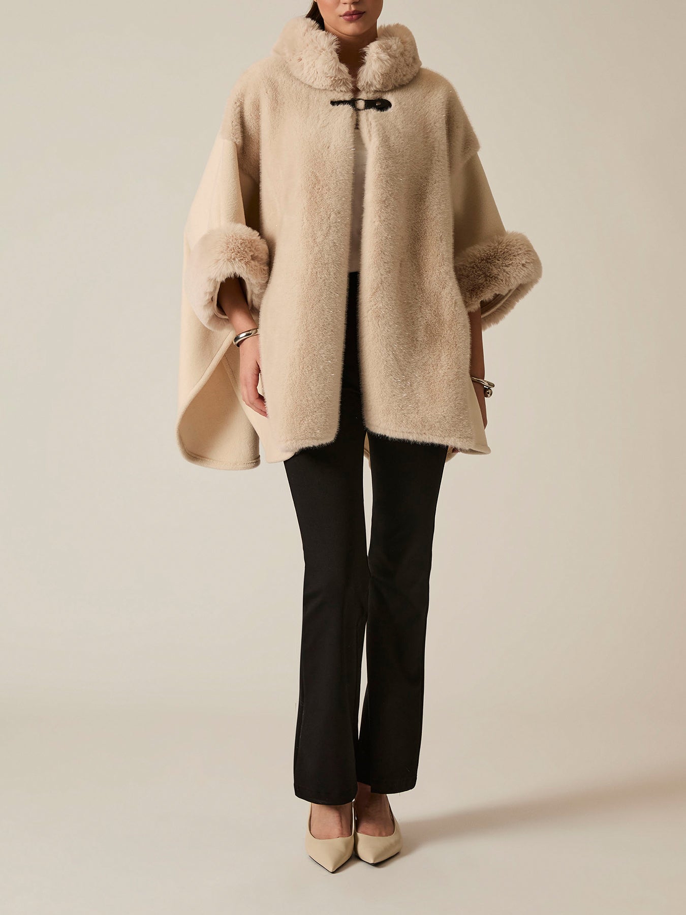 Faux Fur Cape White