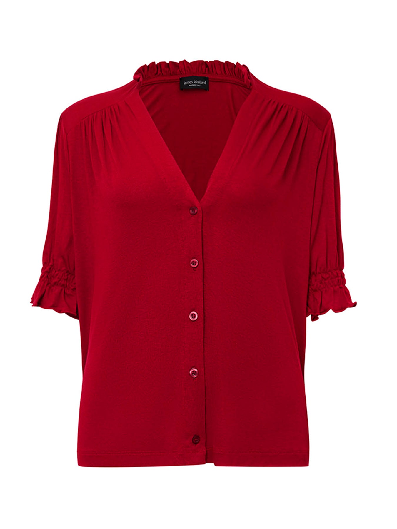 V-neck Jersey Blouse Red