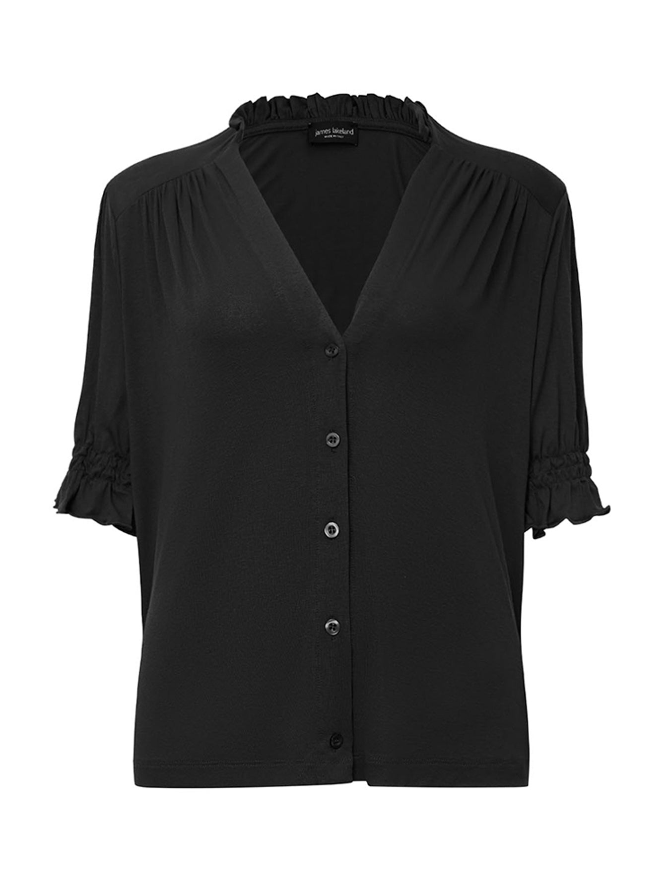 V-neck Jersey Blouse Black