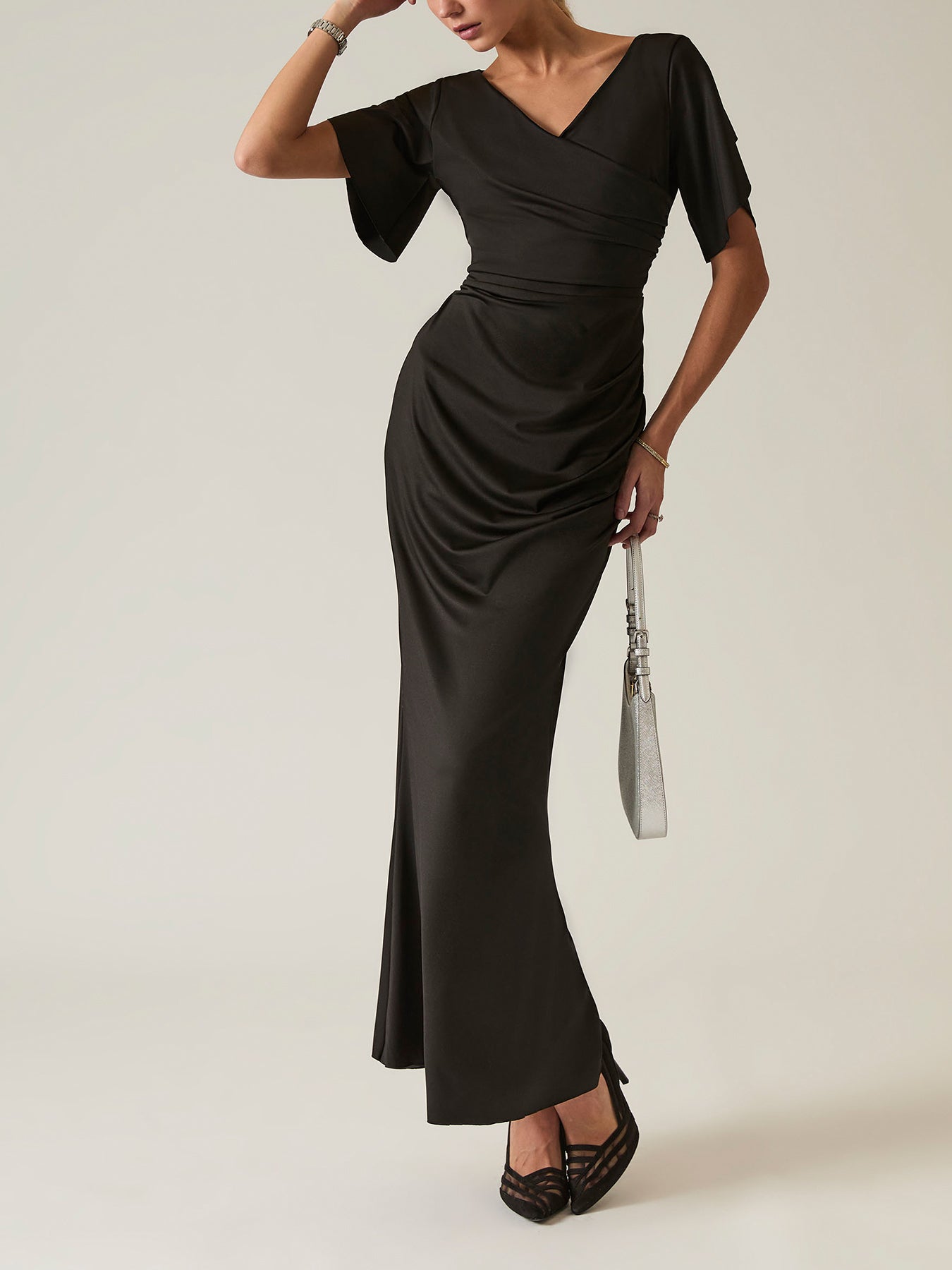 Gathered Maxi Dress Black