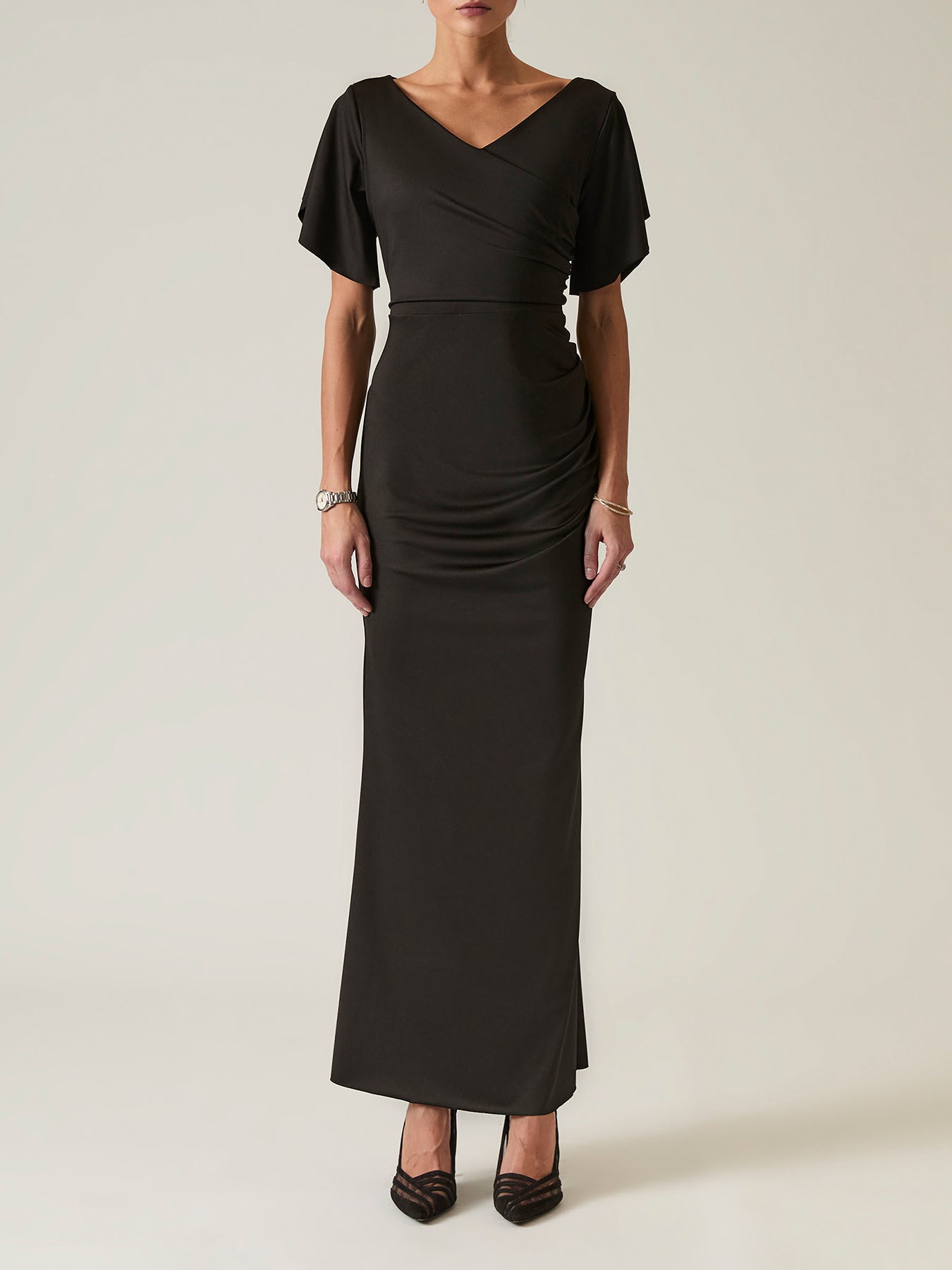 Gathered Maxi Dress Black